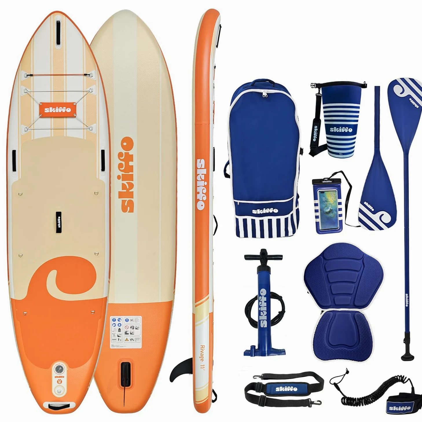 Skiffo Rivage Coral 11' – Sup Inflable 2 en 1 Kayak Completo – 335 x 86 x 15 cm – MAX 160 kg – Estable y versátil – Diseño único