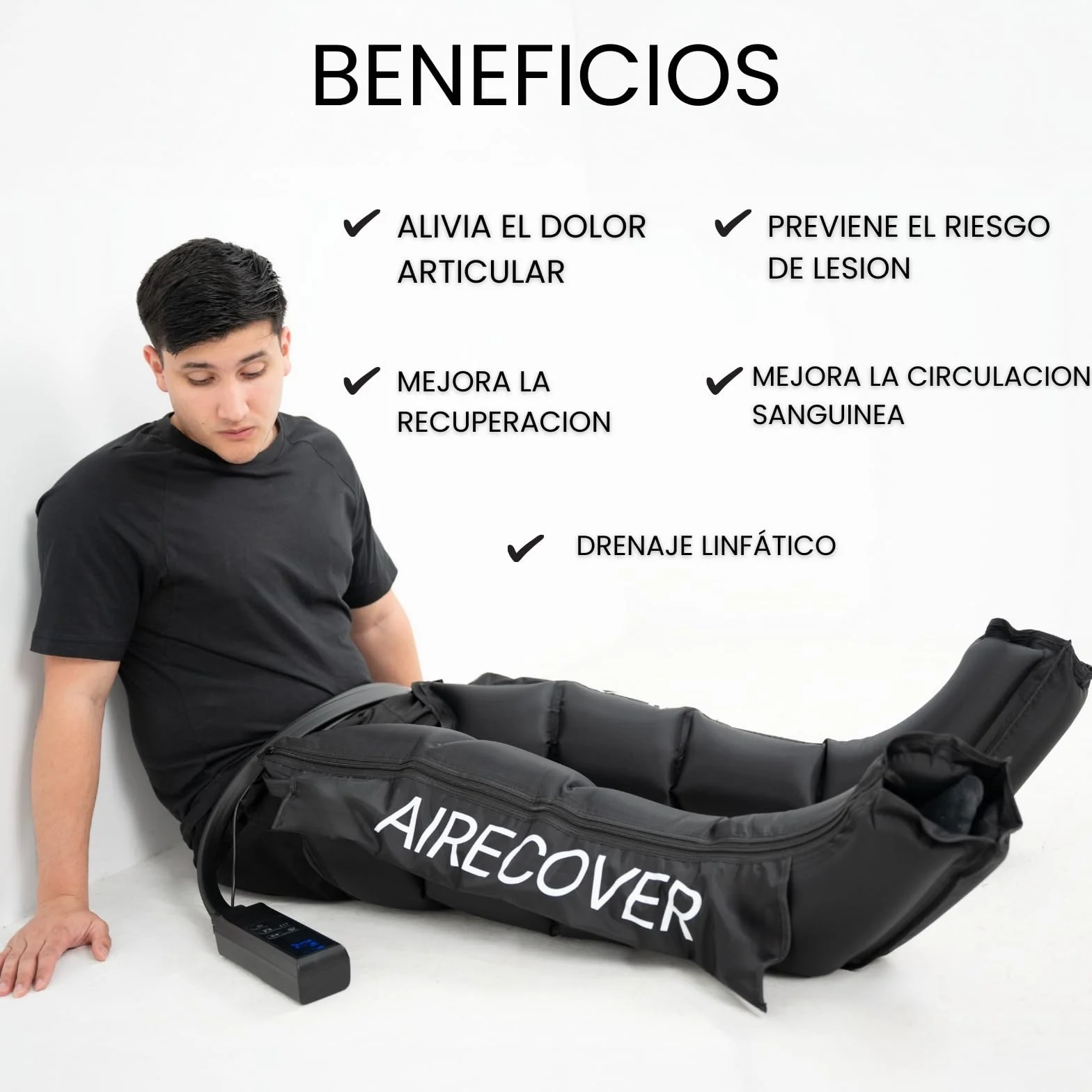 Presoterapia para Casa, Masajeador de Piernas y Pies Cansados, Mejora Circulación Recuperación Muscular Drenaje Linfático Portátil (M:170-182 CM)