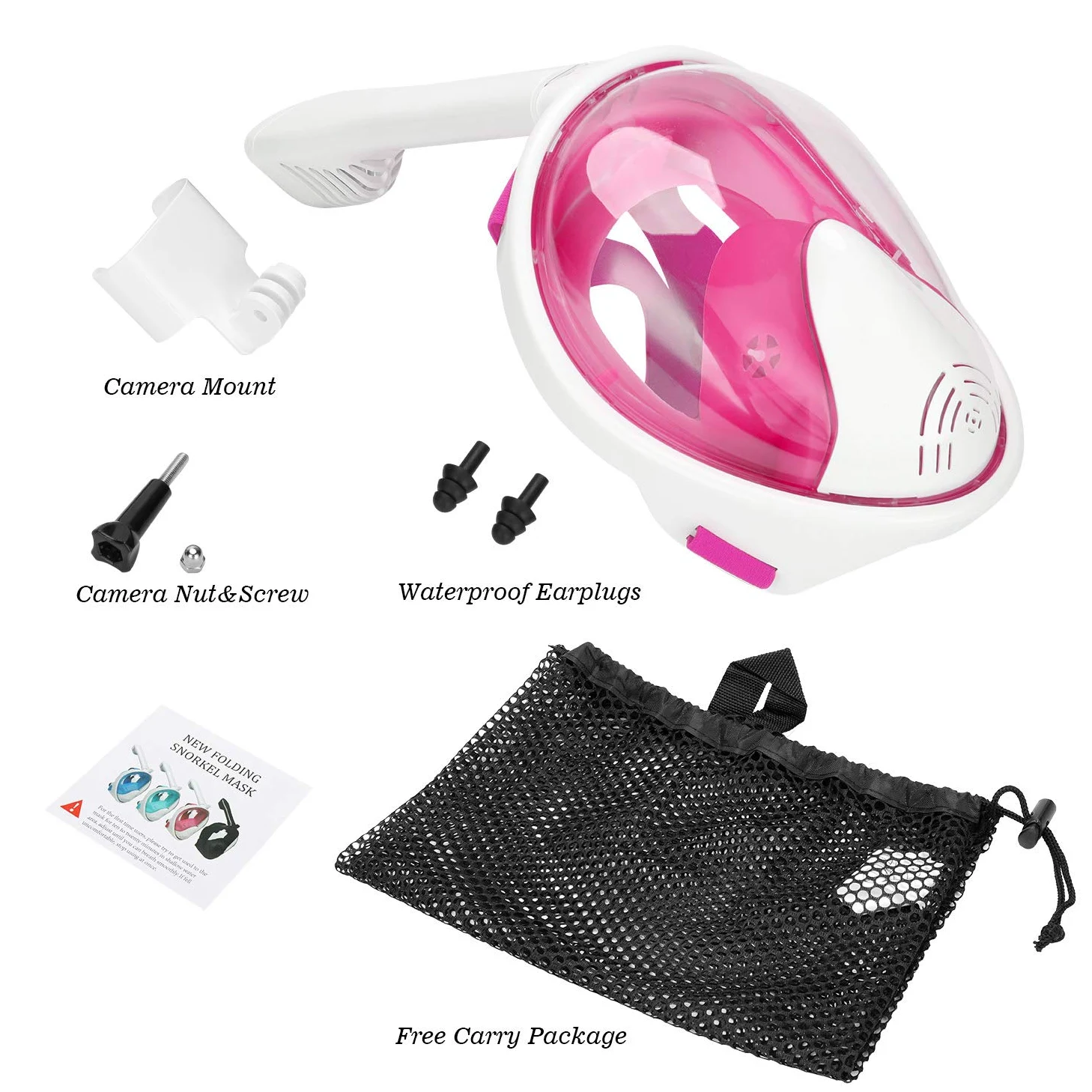 Oumers - Máscara de Snorkel de Rostro Completo para niños, Vista panorámica de 180°, con Sistema de respiración de Seguridad, Soporte de cámara Desmontable, antivaho, antifugas