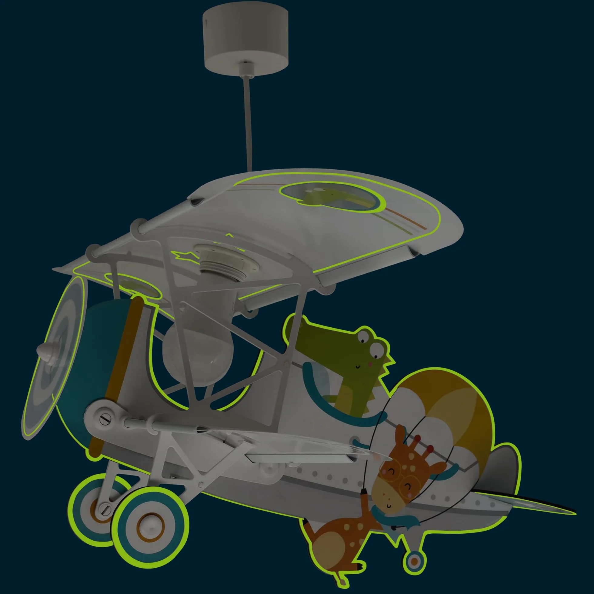 Dalber Lámpara Techo Colgante Infantil Avión Cocodrilo Blanco E27 15W