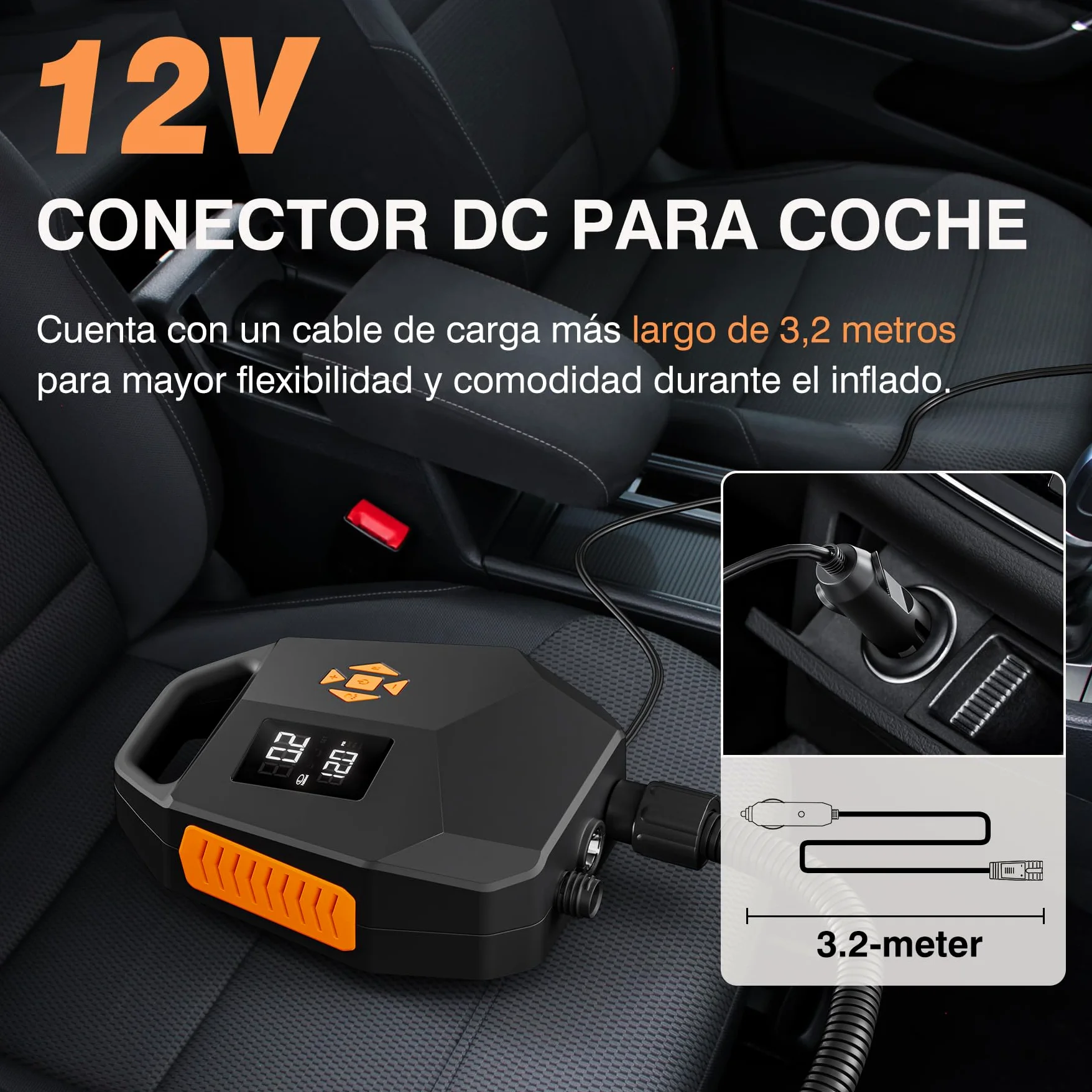 Bomba eléctrica SUP 20 PSI – Bomba de aire de doble motor con parada automática, adaptador de coche 12 V para tablas hinchables, kayaks, barcos – Inflado silencioso y rápido