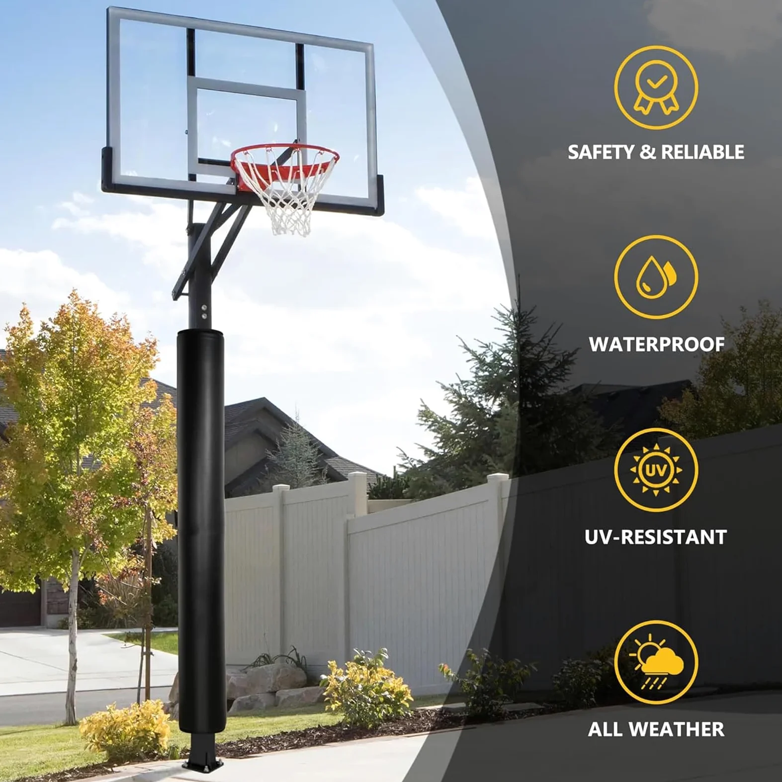 Cubierta de columna impermeable para postes de sótano y aros de baloncesto, acolchado de poliuretano duradero para mayor protección y seguridad, ideal para postes de toldo y equipos deportivos