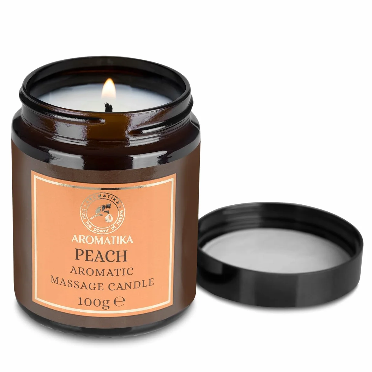 Vela de Masaje Durazno 100 g - Cera de Soja - Aceites de Coco y Almendras - Aromaterapia - Calmante