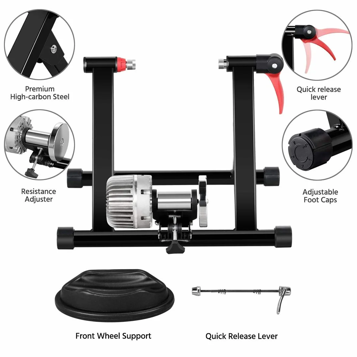 Yaheetech Rodillo Bicicleta Montaña Rodillo Bicicleta Carretera en Casa o Interior para Ruedas de 26 – 28 Pulgadas y 700C con 5 Niveles de Resistencia Ajustables