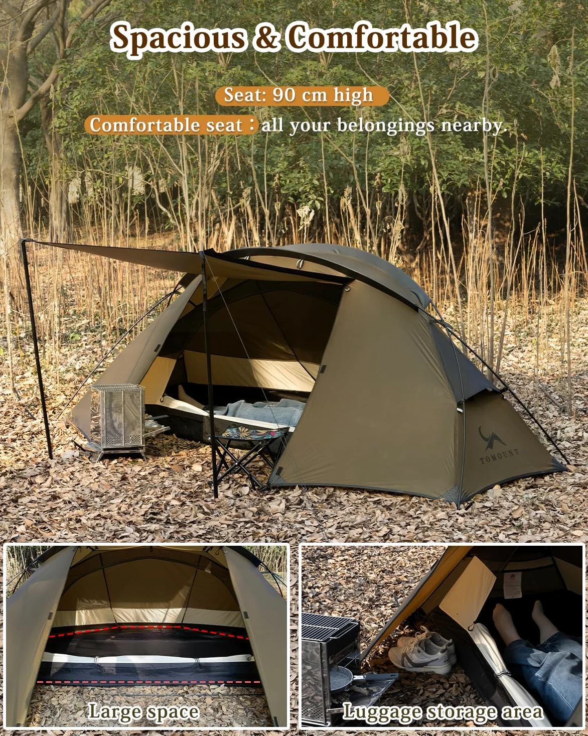 TOMOUNT - Tienda de campaña para mochileros para 1-2 hombres, impermeable, de nailon ultraligero, 1,5 kg a 2 kg, para senderismo, camping, al aire libre