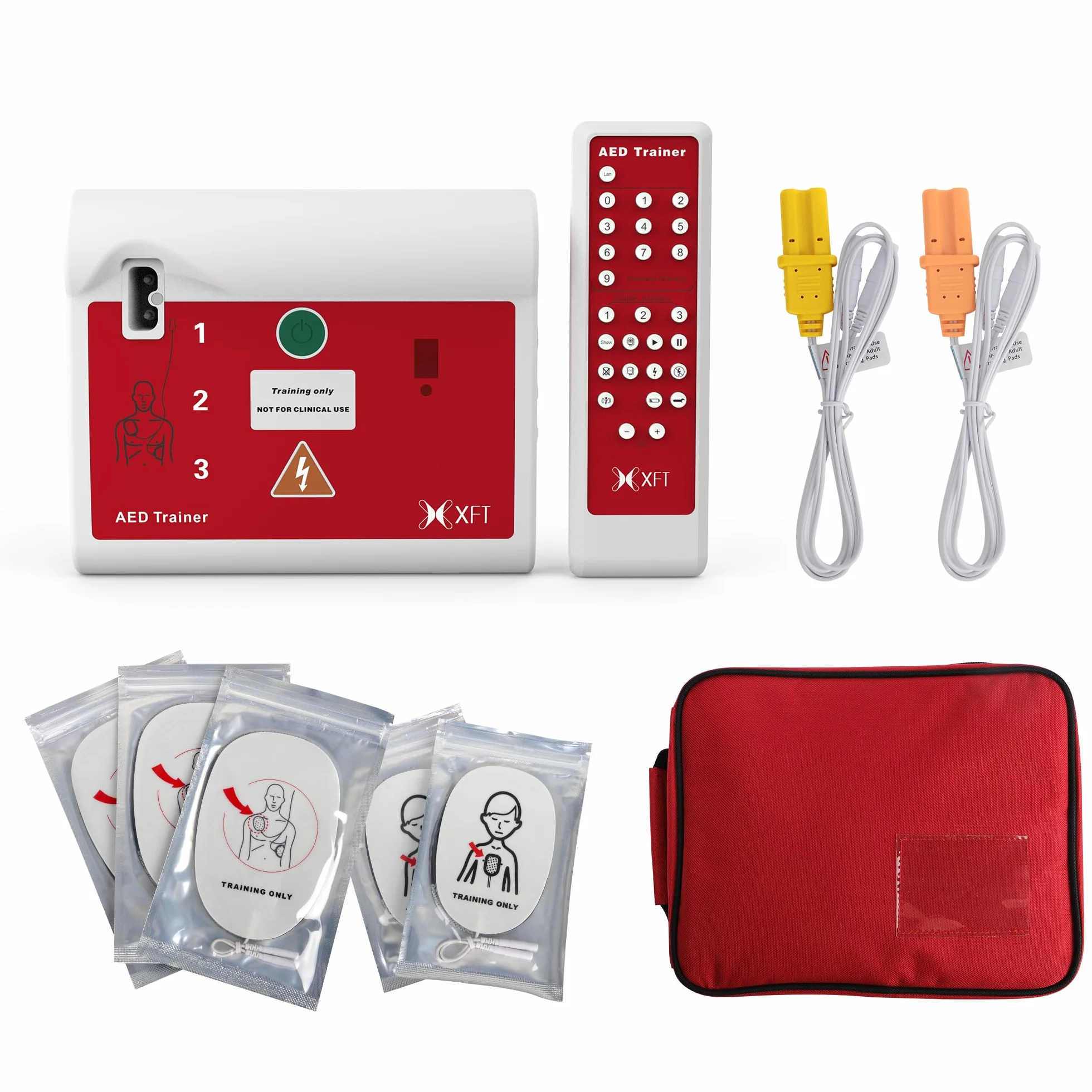 Entrenador DEA XFT 120C, kit entrenamiento desfibrilador, RCP con control remoto, voz español inglés, 10 escenarios