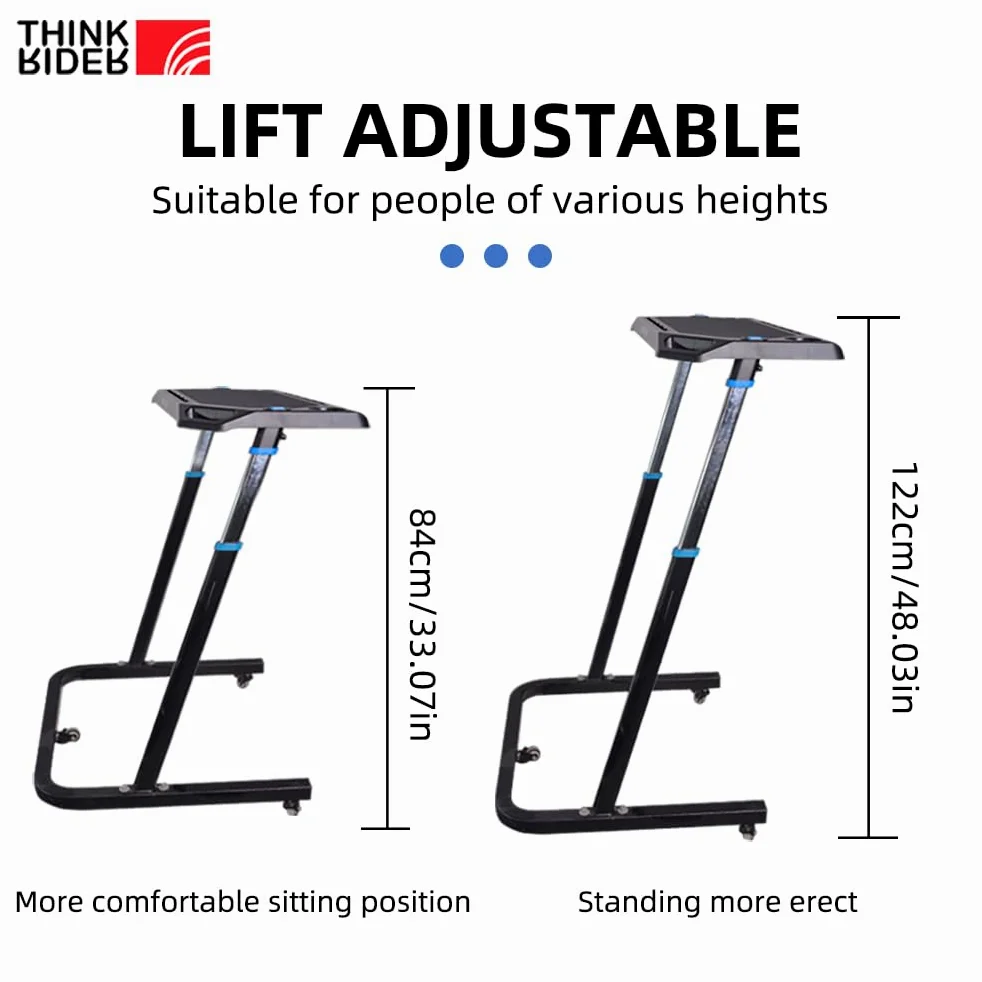 ThinkRider Mesa de bicicleta ajustable – Carrito para ordenador portátil para bicicleta estática o bicicleta – Entrenamiento mientras trabajas o viendo la televisión, mesa de pie