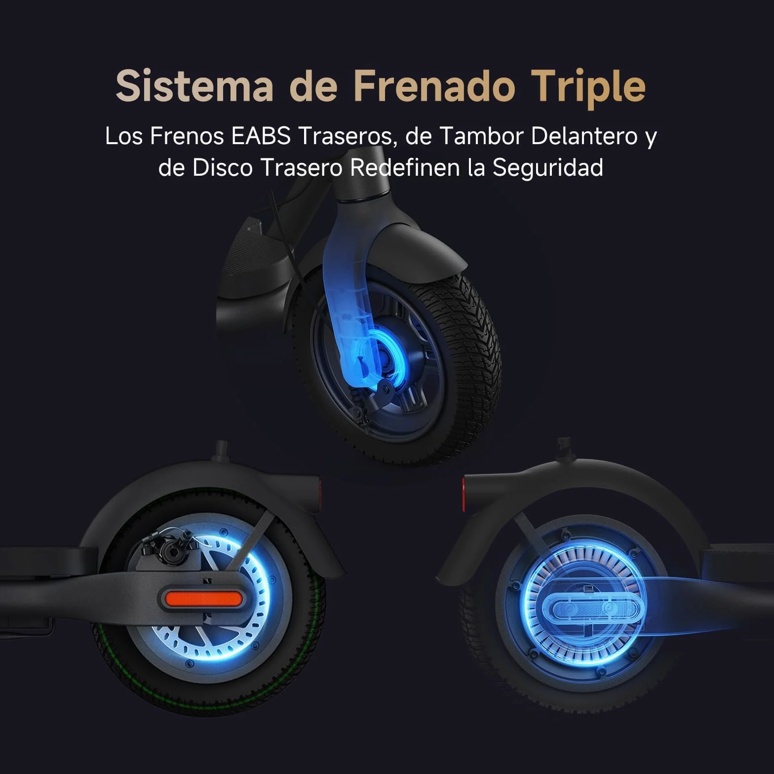 NAVEE Patinete Eléctrico Homologado DGT, 25-90km Autonomía, Máx 25km/h, Frenos Tambor y Disco con E-ABS, Intermitentes, TCS, App Móvil, Pendiente 15-28%