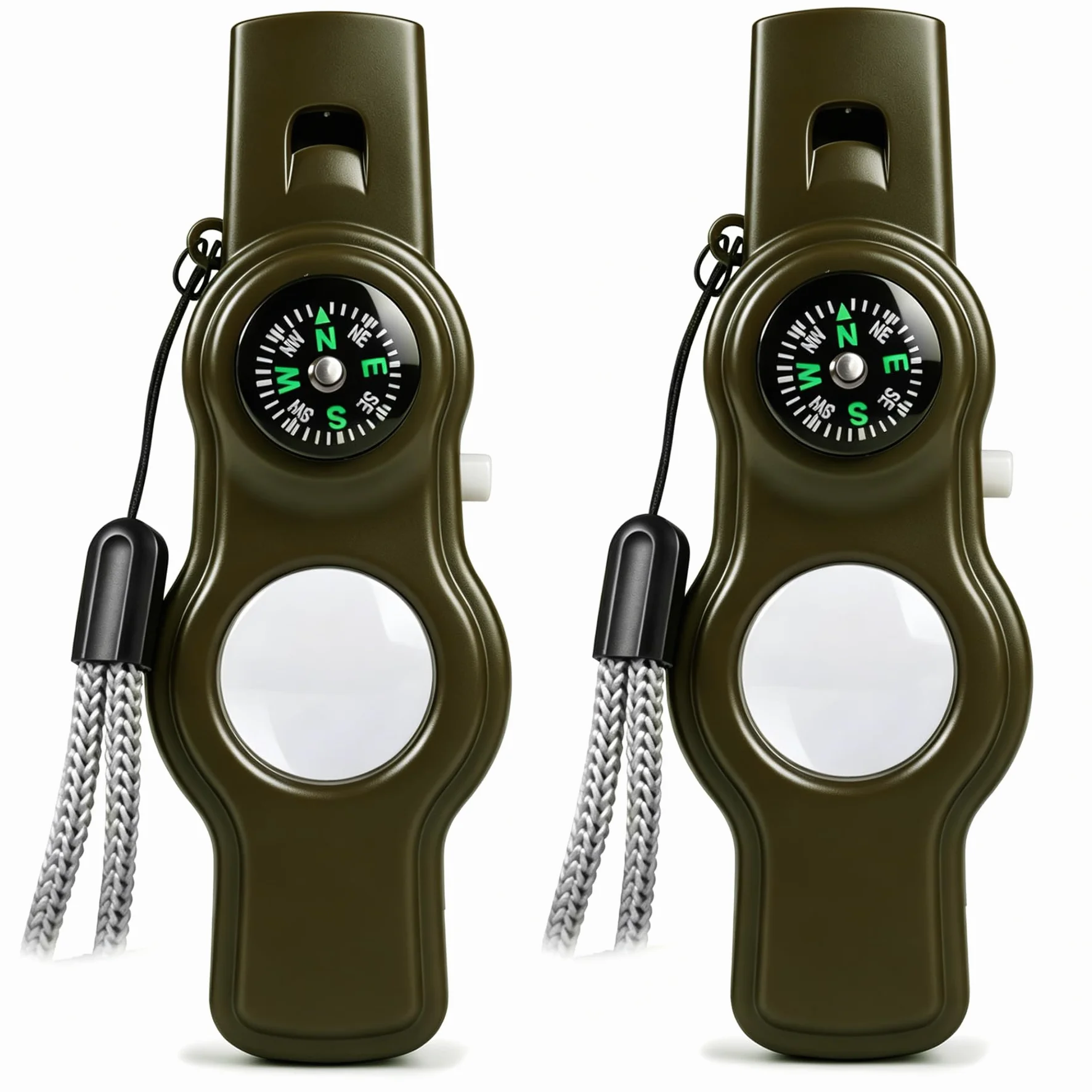 Silbato de seguridad de supervivencia de emergencia, silbato para niños con cordón, brújula, termómetro, ideal para kayak, canotaje, senderismo, camping, escalada