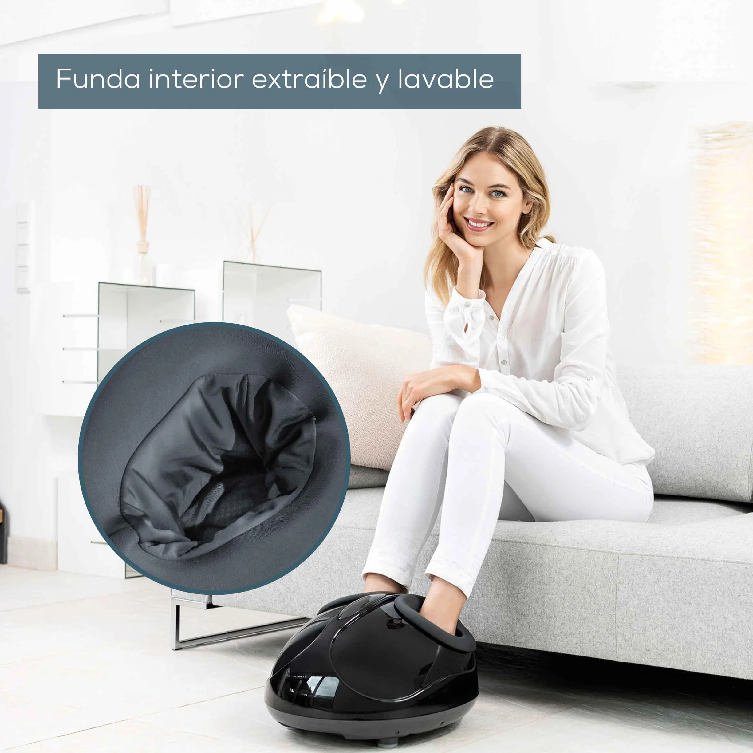 Beurer FM 90 Masajeador de pies Shiatsu, masaje por compresión de aire con calor conmutable, 3 programas de masaje