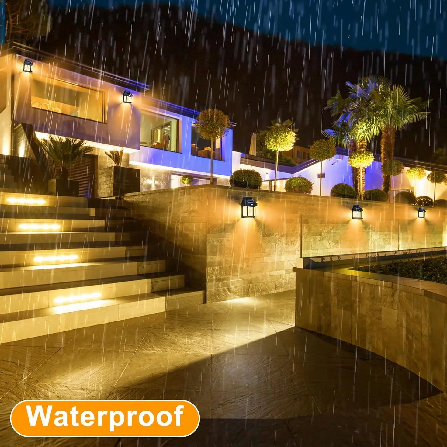Joomer 4 Paquete Luz Solar Exterior IP65 Impermeable con Sensor de Movimiento, Blanco Cálido