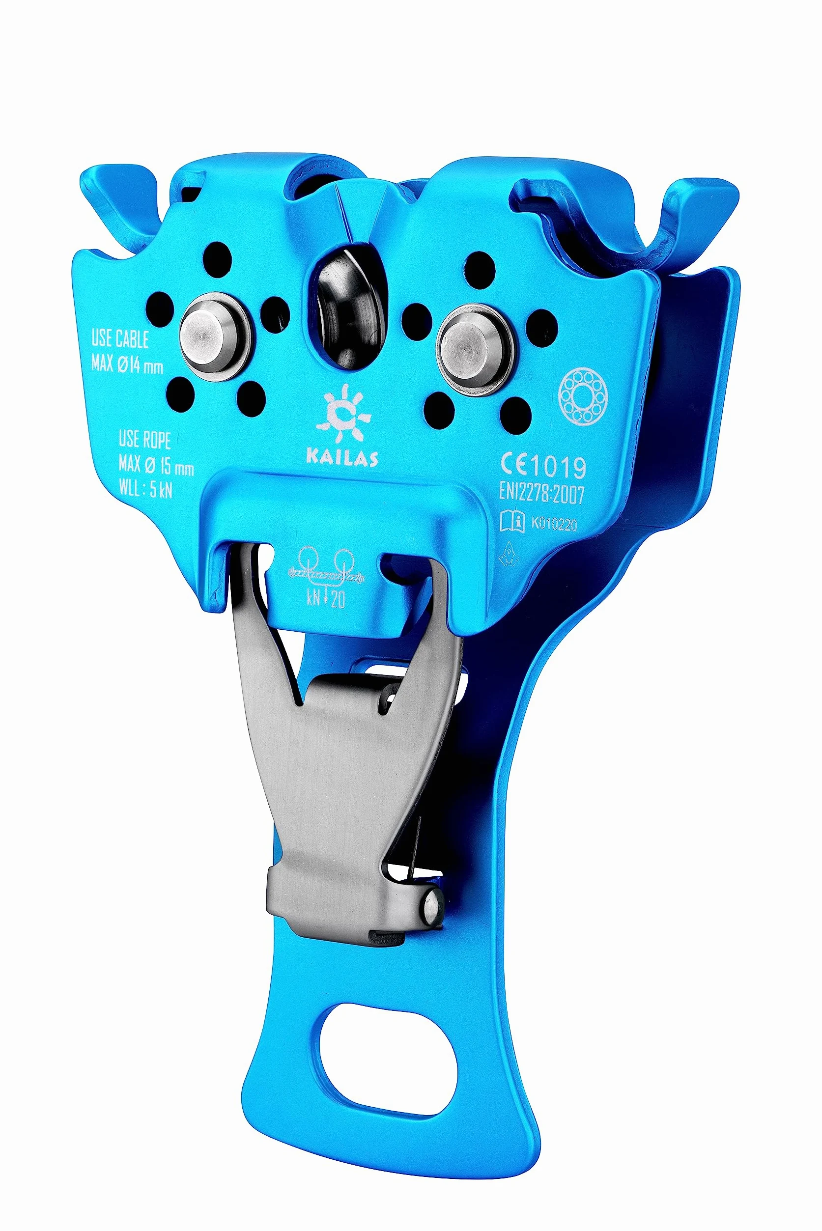 KAILAS Polea de escalada de rescate CE UIAA, doble polea de cuerda de 28 kN móvil micro ligera de acero de aluminio resistente (1, azul, 1)