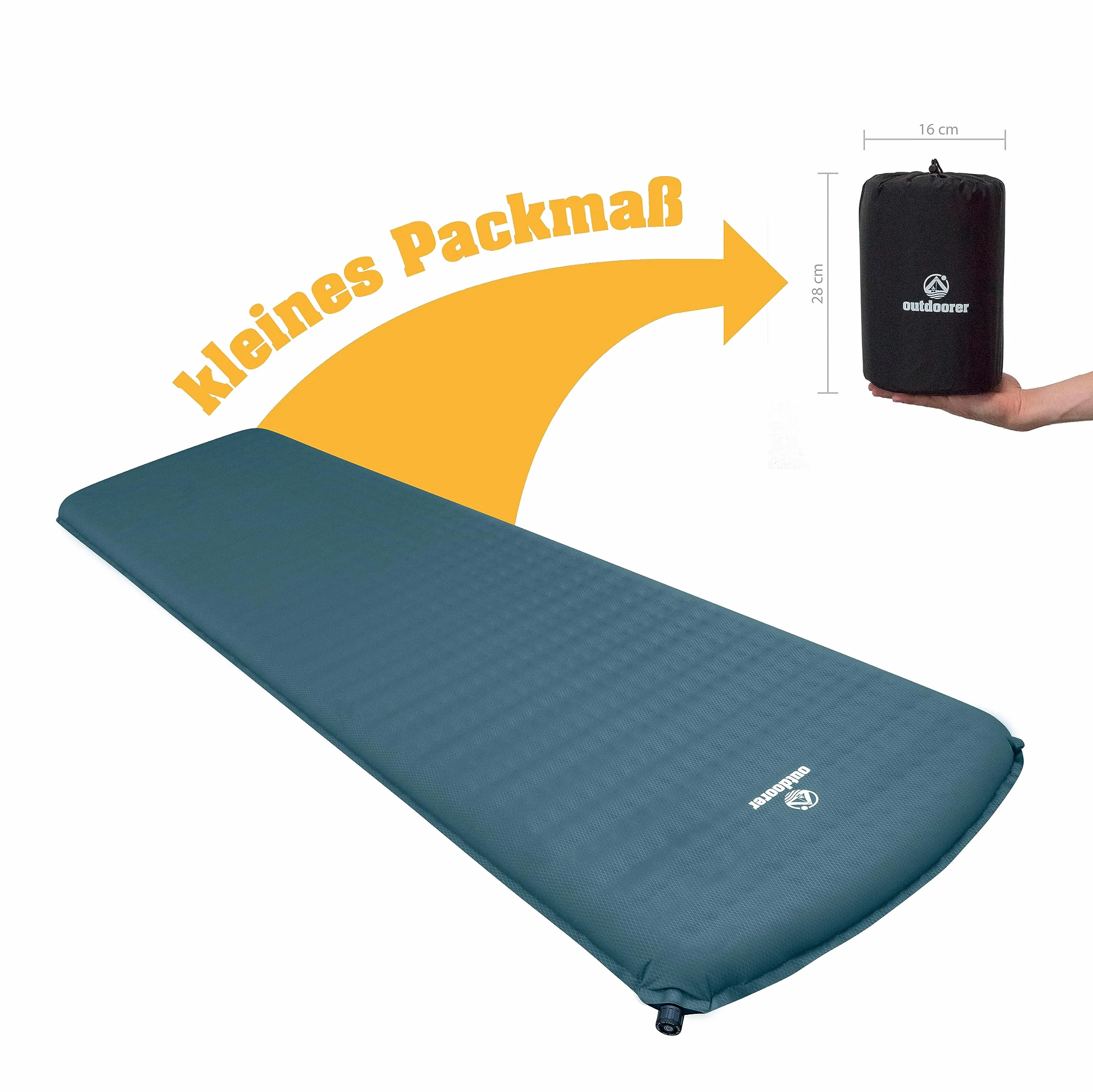 outdoorer Trek Bed 2, Ultraligero, colchoneta Aislante autoinflable de 5 cm, tamaño Compacto después de Doblar