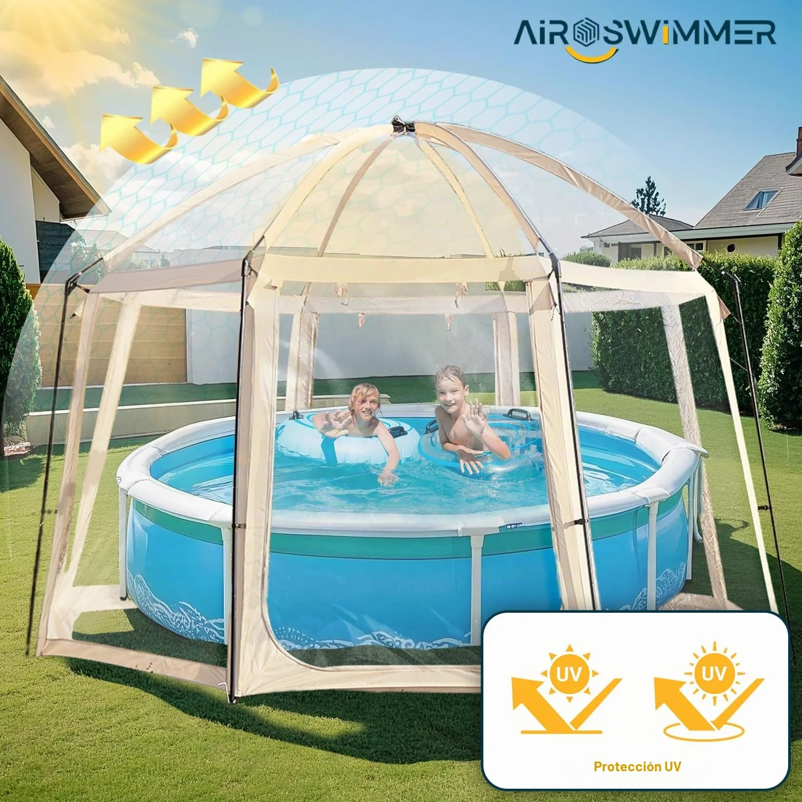 Bubble House, Gran Tienda Burbuja Transparente 400×400×250 CM, Tienda de Campaña Burbuja, PVC Tienda Campaña Burbuja - Tienda Burbuja Panorámica 540°, Casa de Burbujas Protección Solar, Impermeable.