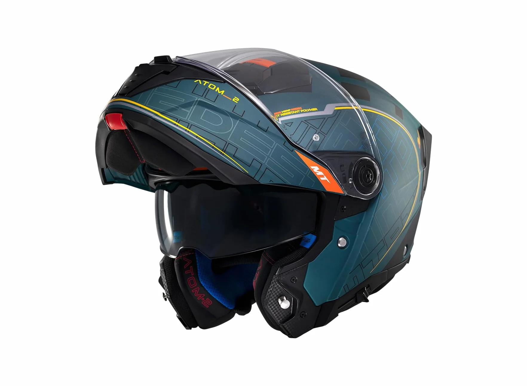 MT Helmets Atom 2 SV, Casco moto Modular Flip-Up, Visor Solar Retráctil, Interior Lavable, Preparado Intercomunicador UCS, Bloqueo frontal, Visor con posición Ventilación, Homologado ECE 22.06 & DOT