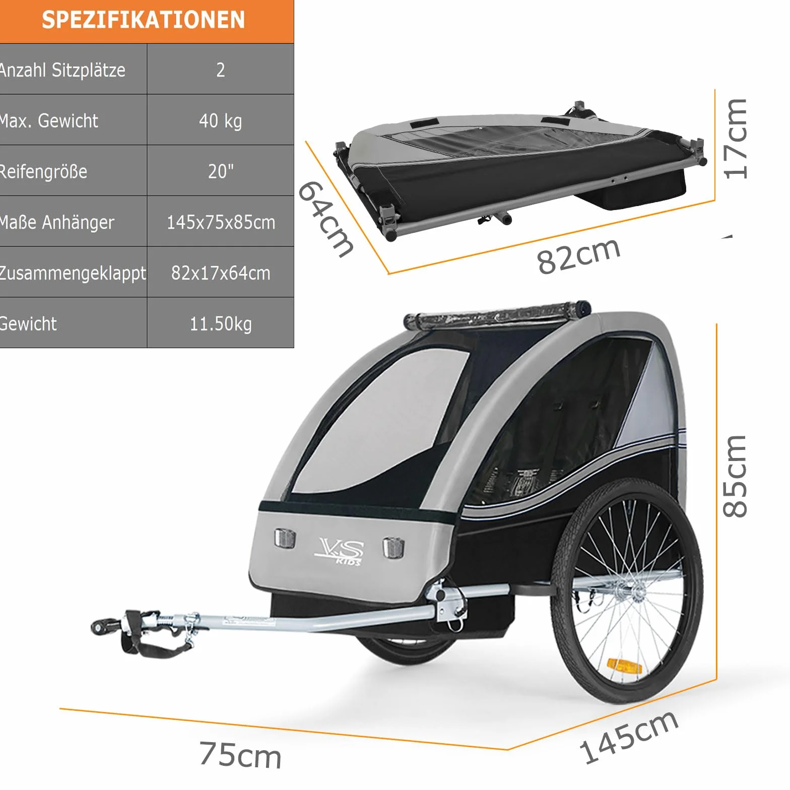 Tiggo VS 50201 - Remolque para bicicleta infantil