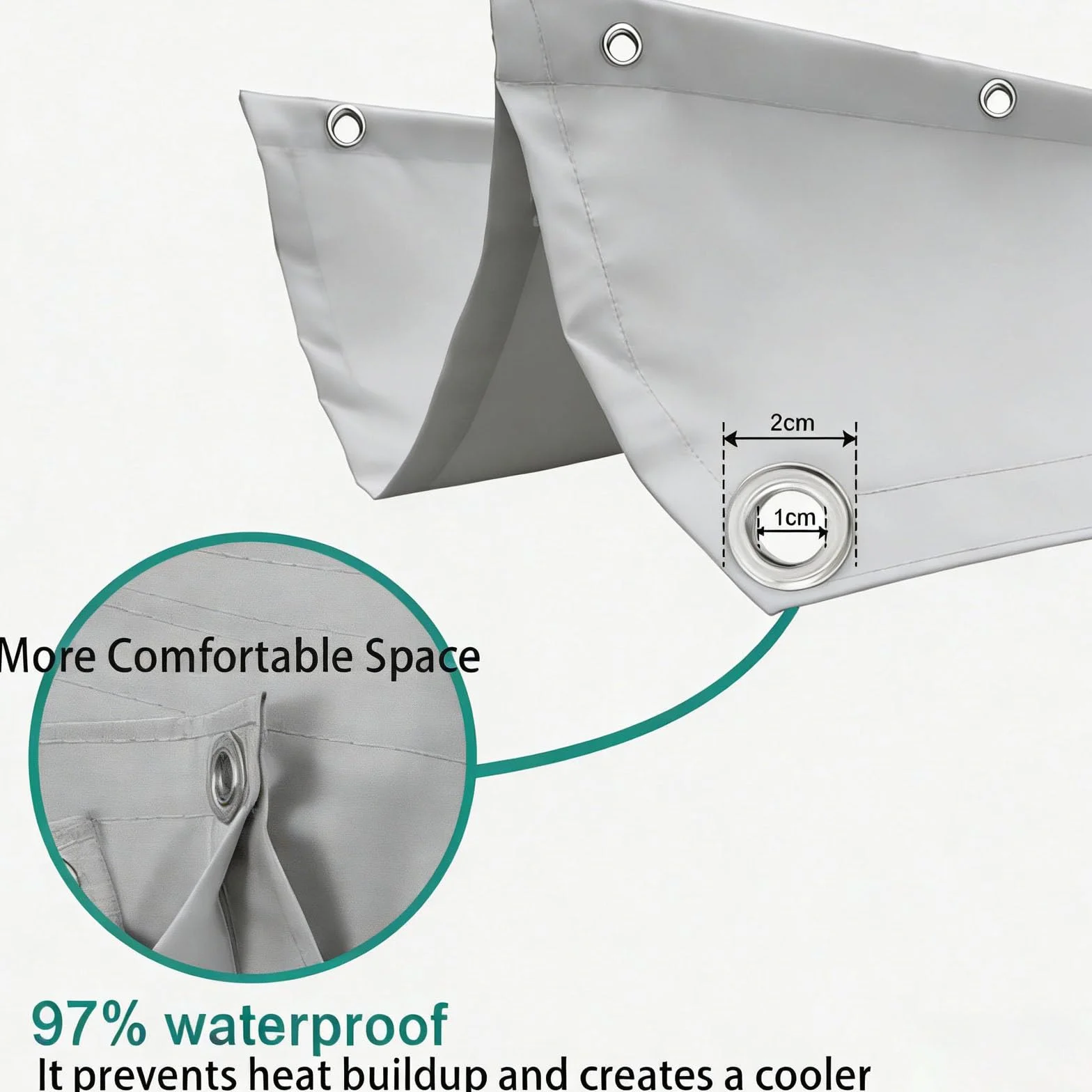Toldo Retráctil de Onda, Vela de Sombra, Protección Solar, Resistente al Agua, Pérgola para Terrazas y Jardines - Gris Claro 100x500cm