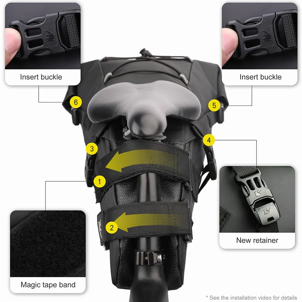 UBORSE Bolsa Sillin Impermeable Alforjas Bicicleta Gran Capacidad Bolsa para Asiento para Bicicleta Ciclismo Accesorios para MTB Bici (13L)