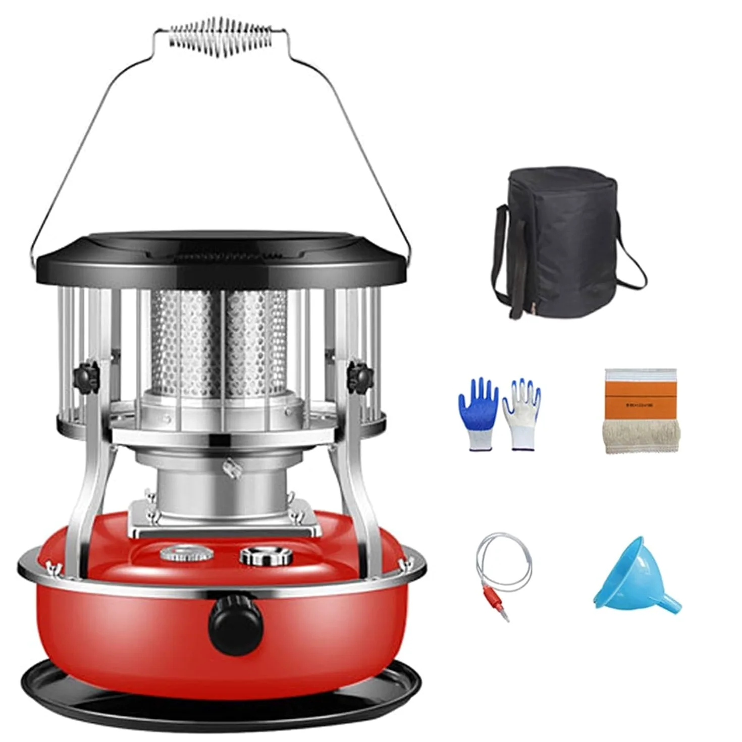 Estufa de camping portátil, calentador de queroseno 2 en 1, calentador de parafina ajustable de 4.5 litros, calentador de camping con mecha, mantiene el calor durante 16-20 horas, para hervir agua y