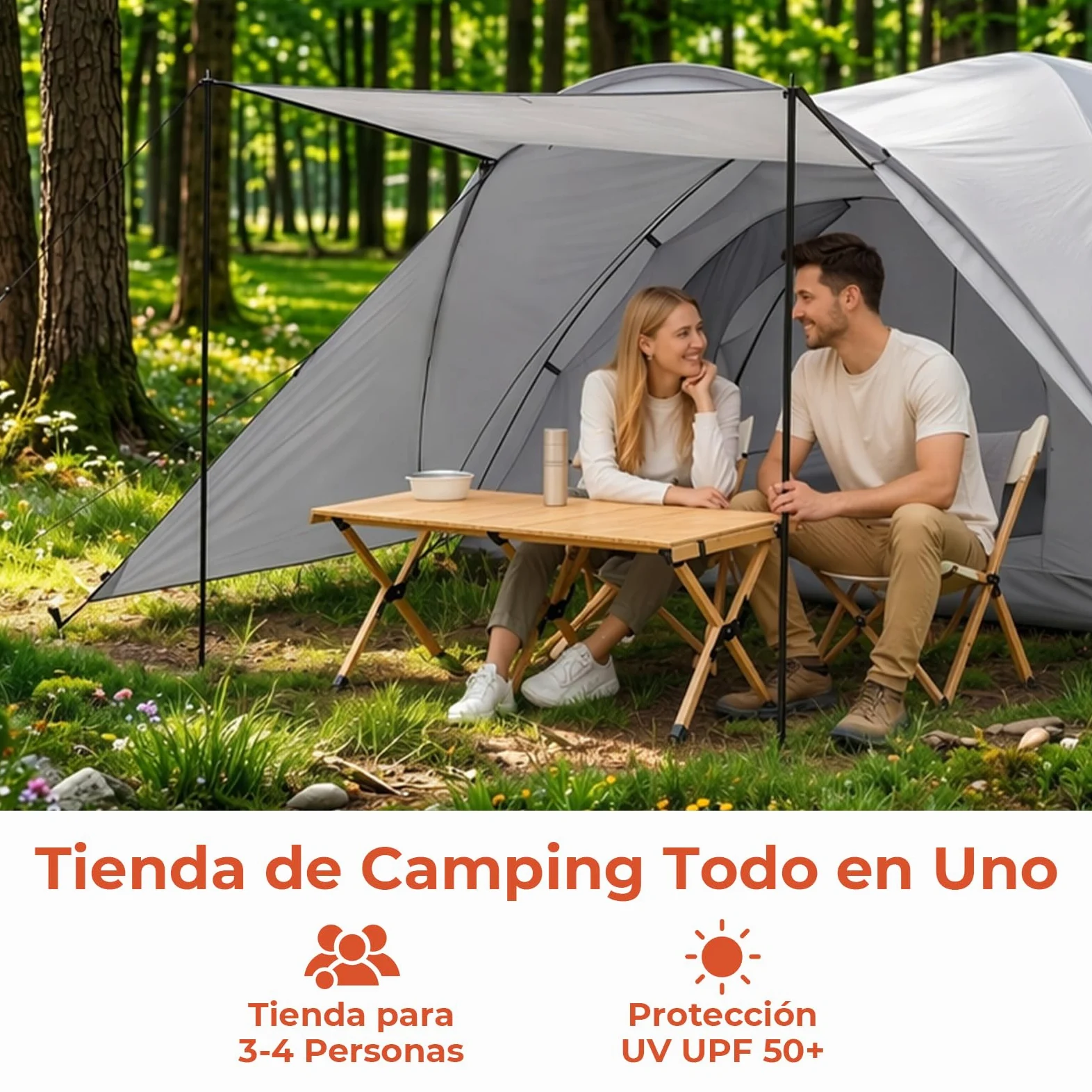 Tienda de campaña para 2-3 Personas, Tienda Tipo cúpula con Zona de Entrada y toldo Plegable, Tienda Tipo iglú, Impermeable y Resistente a los Rayos UV, Ideal para acampadas Festivales