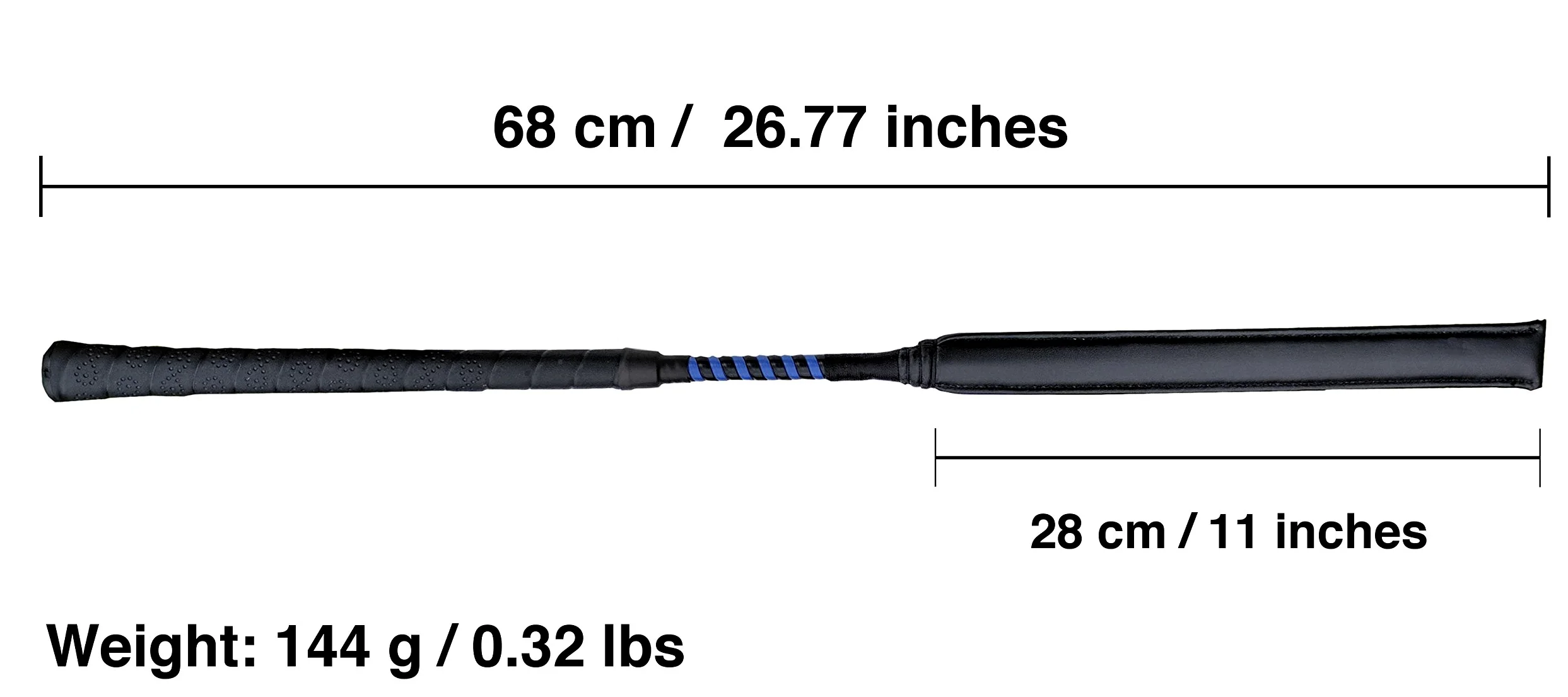 Fusta acolchada para caballos de carreras, ejercicios, eventos, cross country, equitación, bate de salto, equitación, equitación, negro y azul, 68 cm
