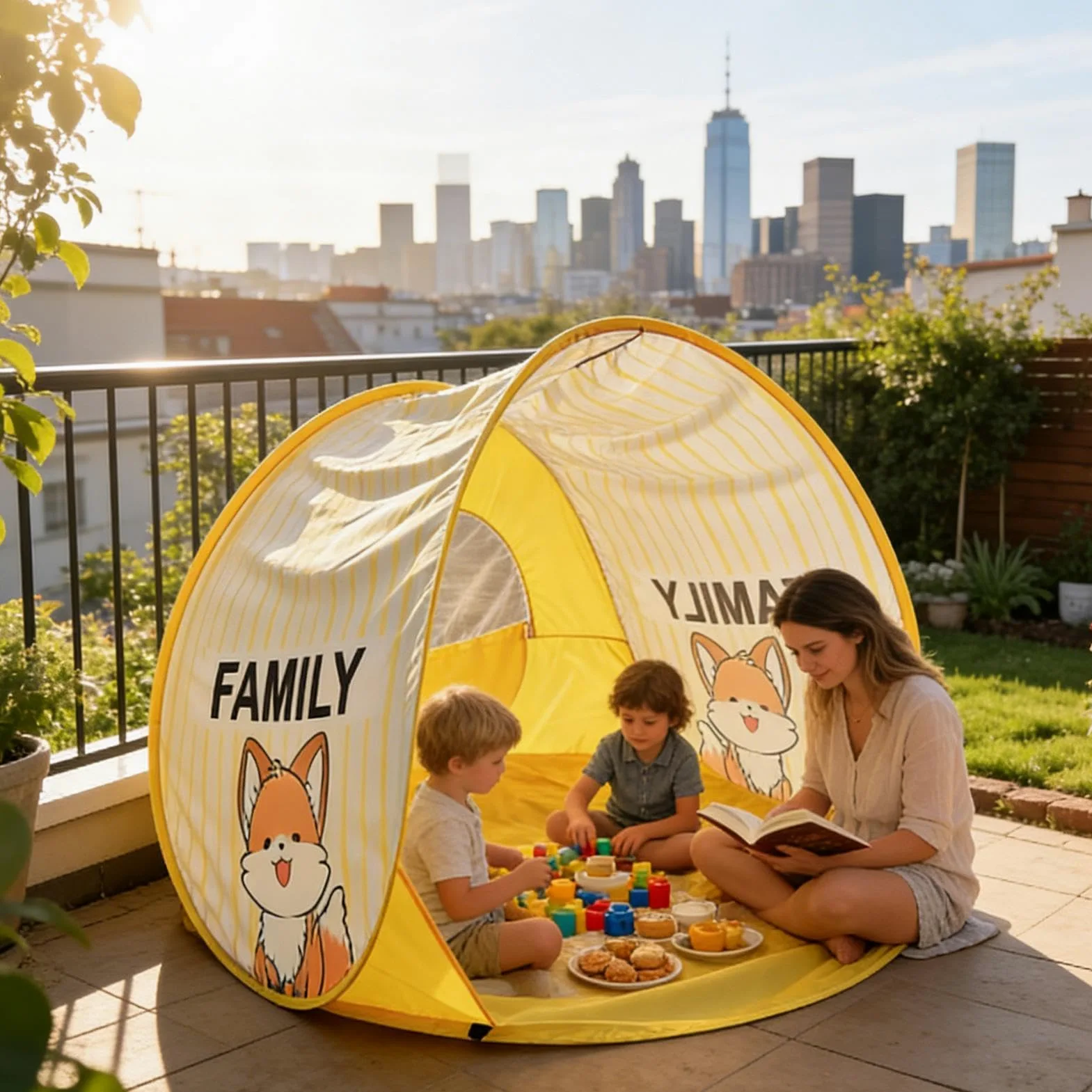 para Campamento Familiar Cortina Impermeable con Ventana de Diseño Animado | Tienda exterior para jardín Perfecta para Jardín, Excursiones, Piscina, Playa, Terraza, Exterior, Verano y