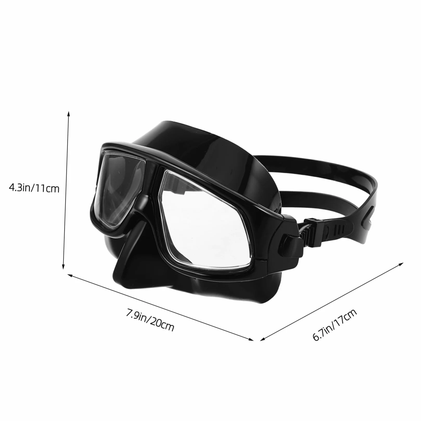 Máscara de Buceo para Snorkel con Tapa Nasal, Negra, Silicona | Correa Ajustable, Diseño de Amplia Visión, para Adultos, Natación y Uso Libre