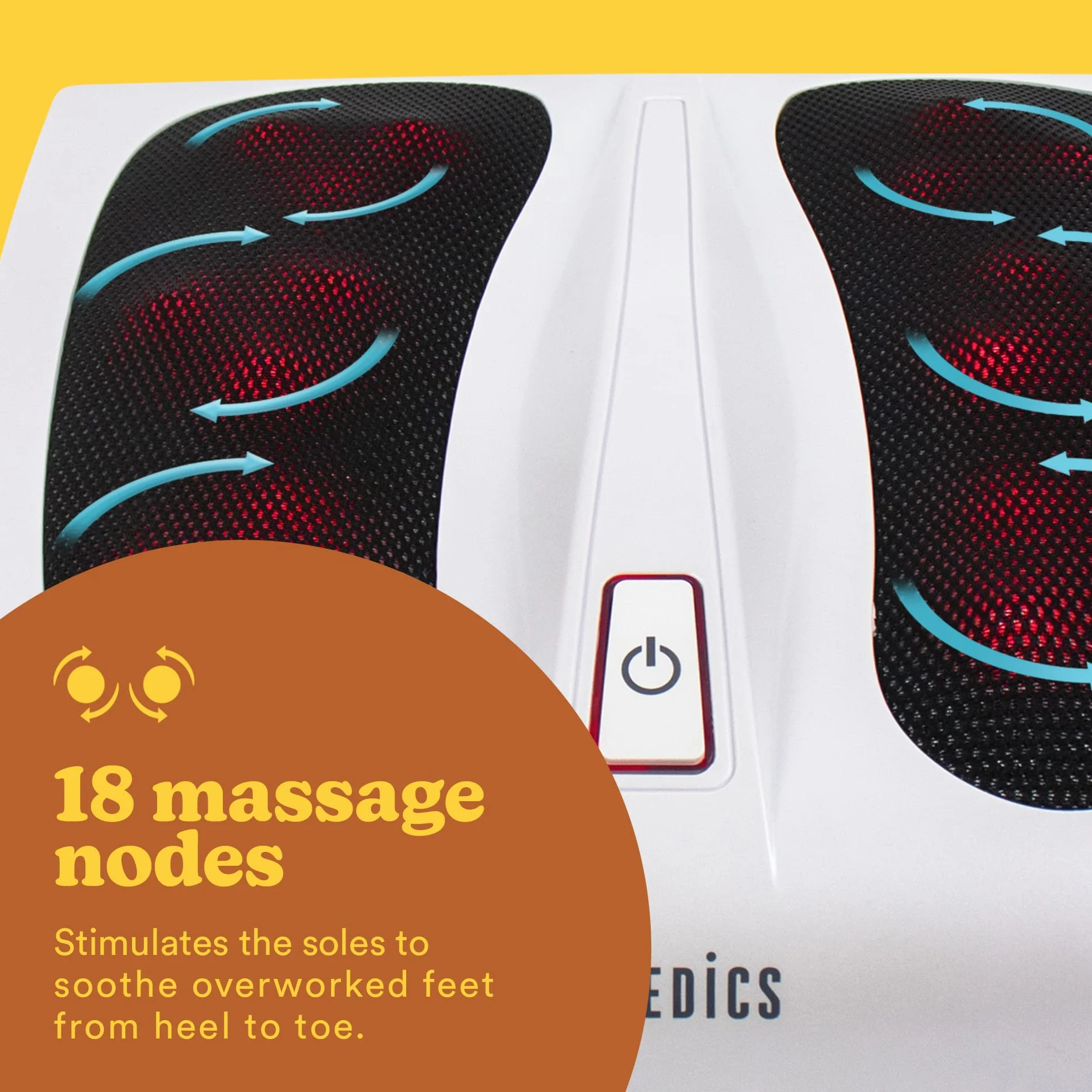 HoMedics Deluxe Shiatsu Masajeador Eléctrico para Pies con Calor – 6 Nodos Giratorios, 18 Cabezales
