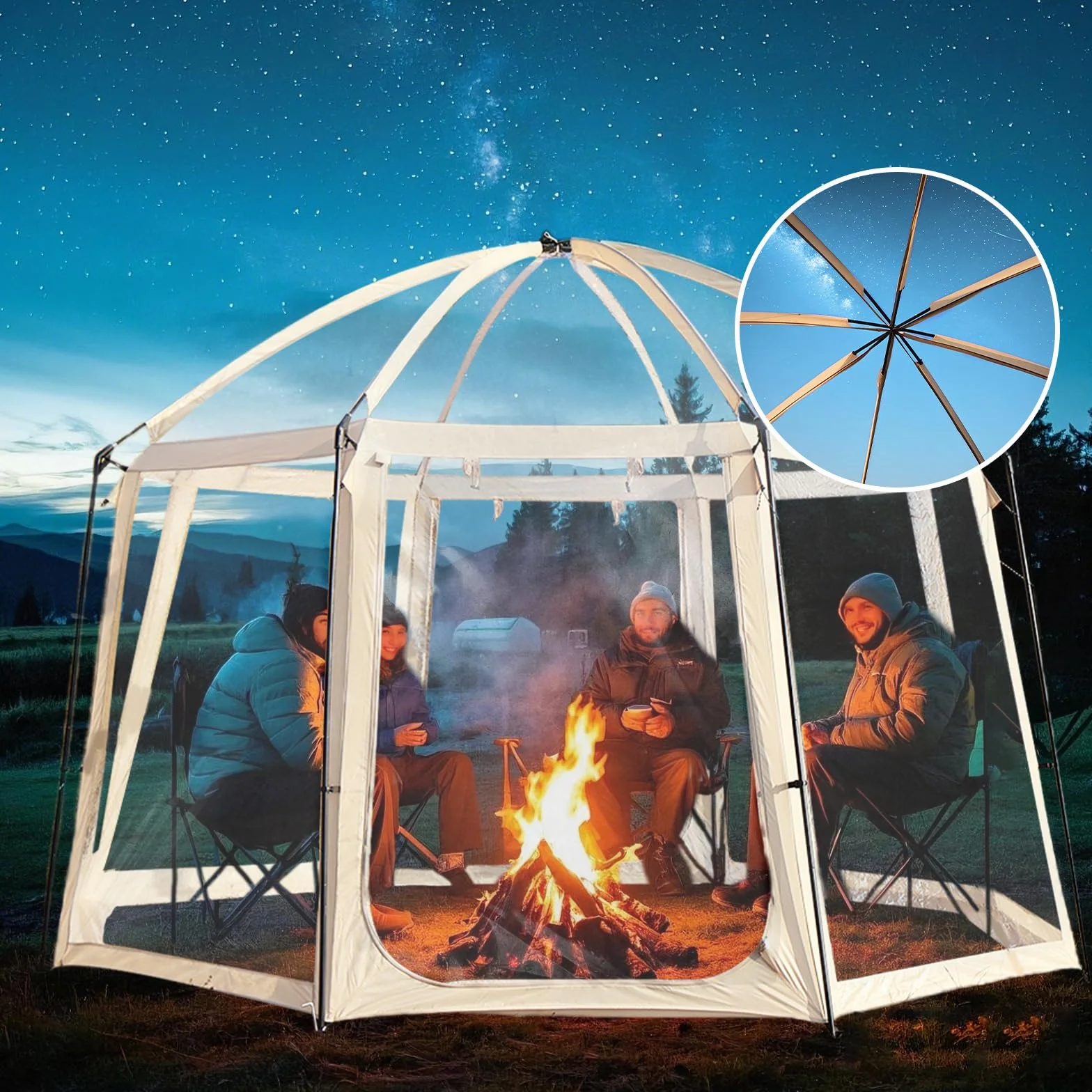 Bubble House, Gran Tienda Burbuja Transparente 400×400×250 CM, Tienda de Campaña Burbuja, PVC Tienda Campaña Burbuja - Tienda Burbuja Panorámica 540°, Casa de Burbujas Protección Solar, Impermeable.