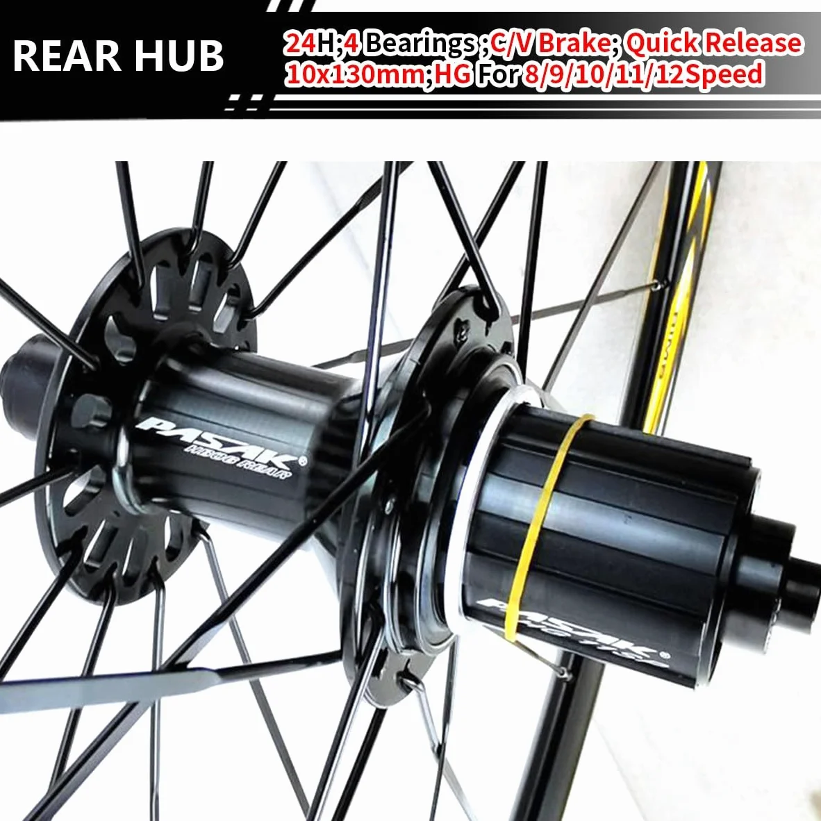 Juego de ruedas para bicicleta de carretera 700C con freno C/V y liberación rápida, ruedas delanteras y traseras con radios planos, bujes de 20/24 orificios para cassette de 8/9/10/11/12 velocidades.