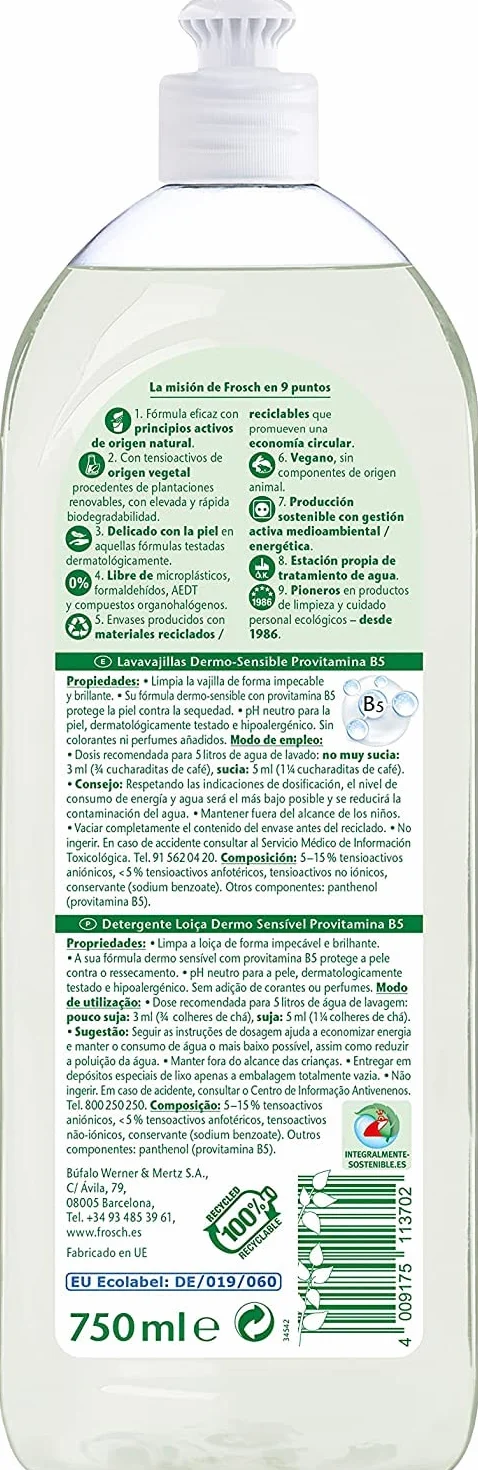 Frosch Lavavajillas a Mano Vitaminas 750 ml