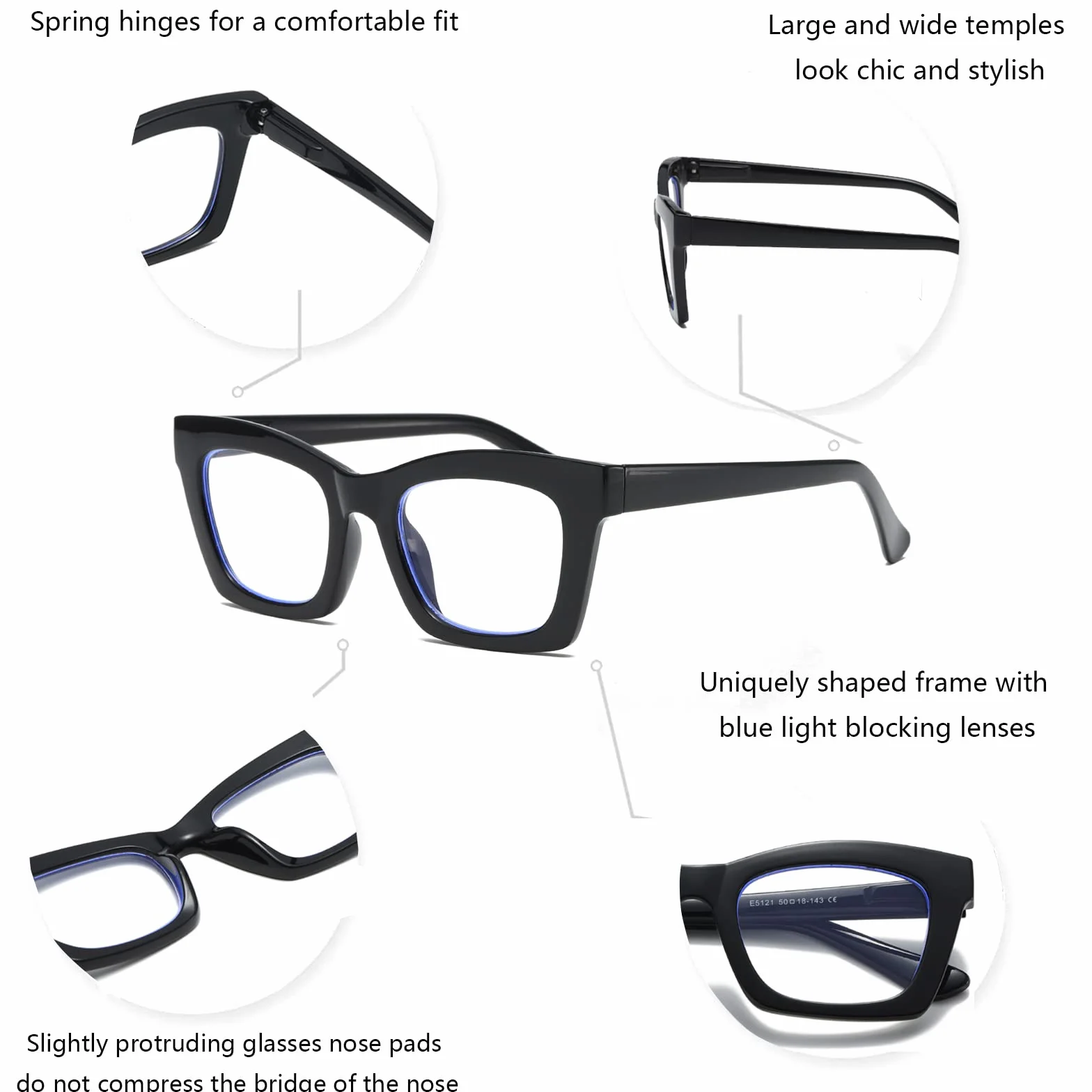 Hubeye Gafas de lectura para Mujeres Anteojos con Bisagra de resorte ultraligeras anti luz azul (Negro+Verde, 2.00)