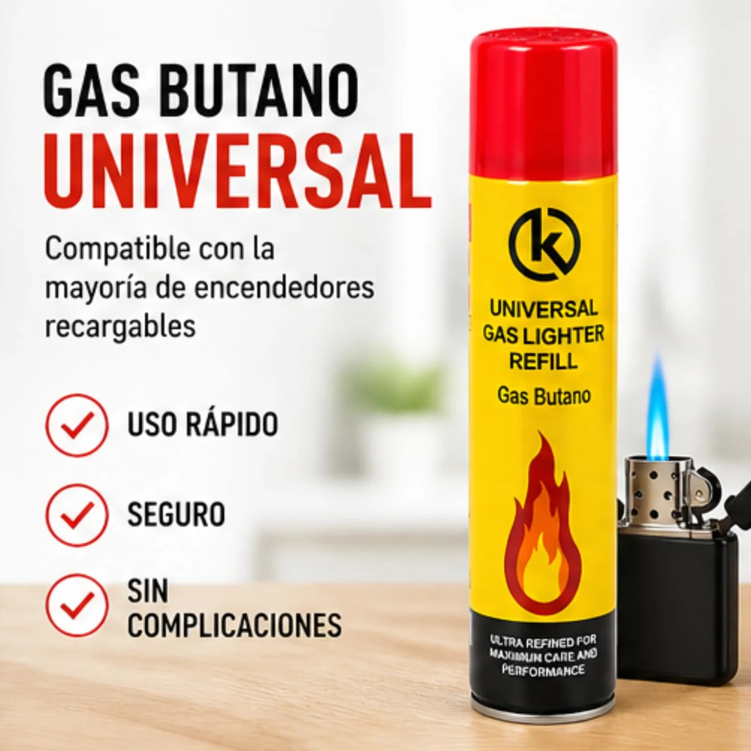 KROWN Gas para Mecheros 300 ml con 5 Adaptadores 2 Unidades