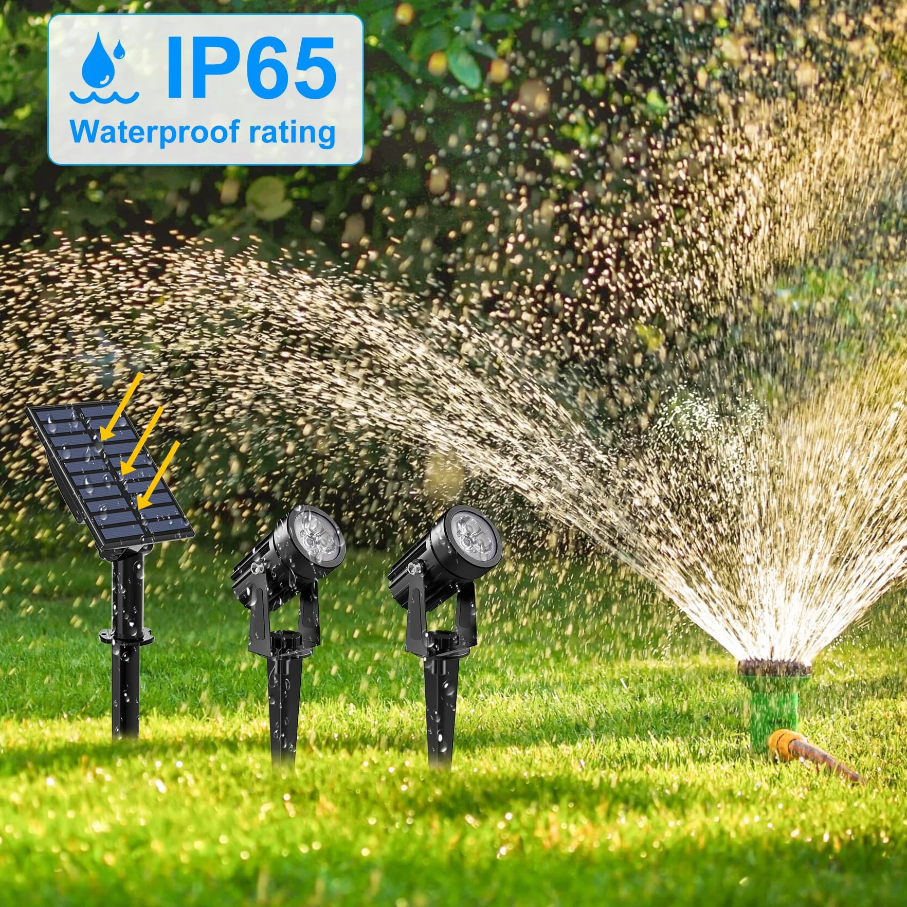 NATPOW Focos LED Exterior Solare Verde 2 en 1 IP65 Impermeable 2 Niveles de Brillo