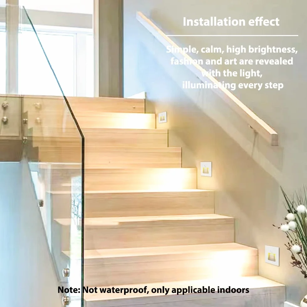 Lámparas LED empotrables de pared blanco cálido 3000K 230V 1.5W detector de movimiento para escaleras