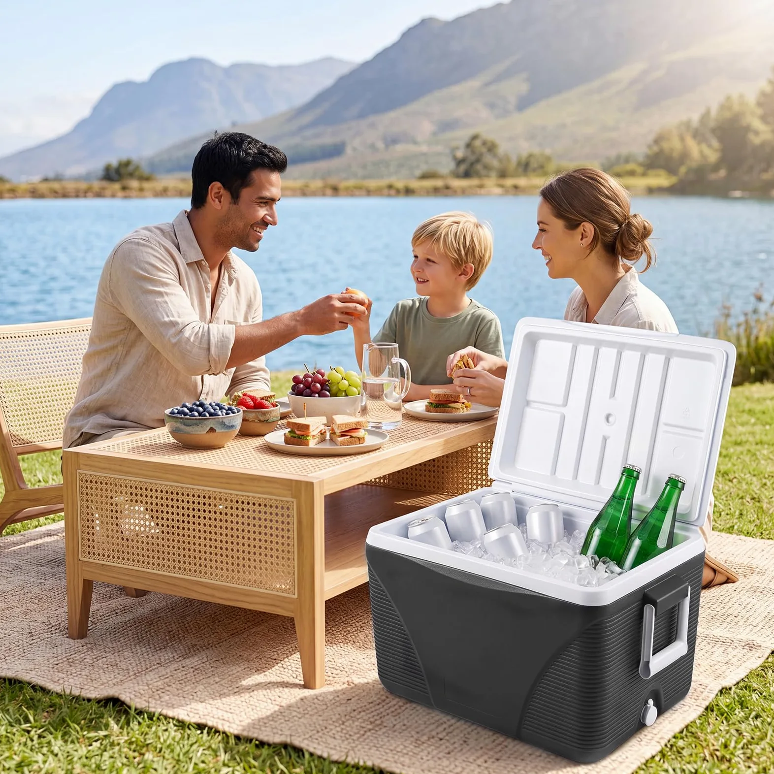 Lifezeal - Refrigerador rígido portátil 41L, refrigerador de camping con aislamiento térmico de 5 a 7 días, caja refrigerante con 4 portavasos y tapón de drenaje, ideal para picnic, pesca, viajes