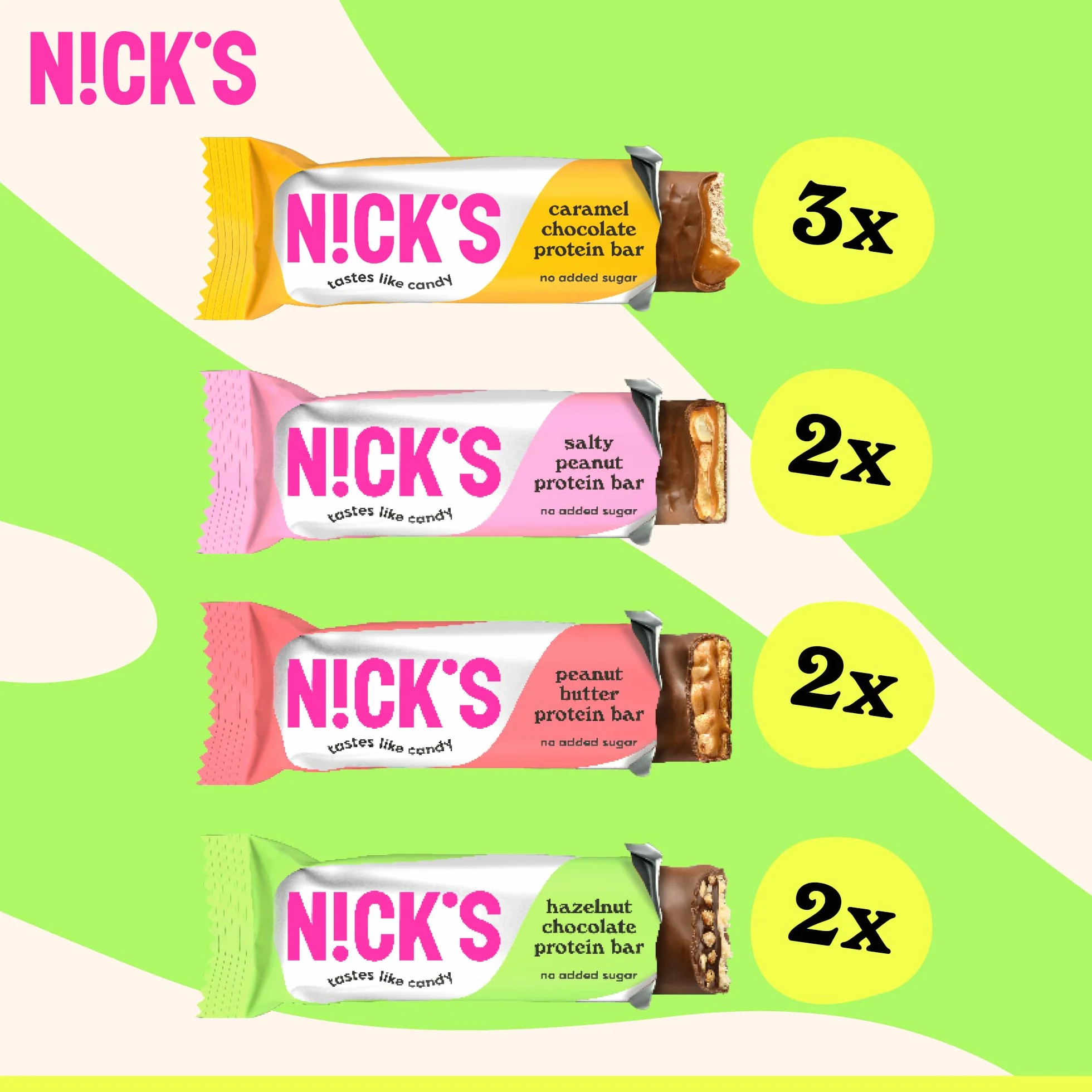 NICKS Mix de Barritas Proteina Keto Protein Bar Chocolate 4g Carbohidratos Netos 15g Proteina 5g Colageno Sin Azucar Low Carb Snacks Sin Gluten 9x50g
