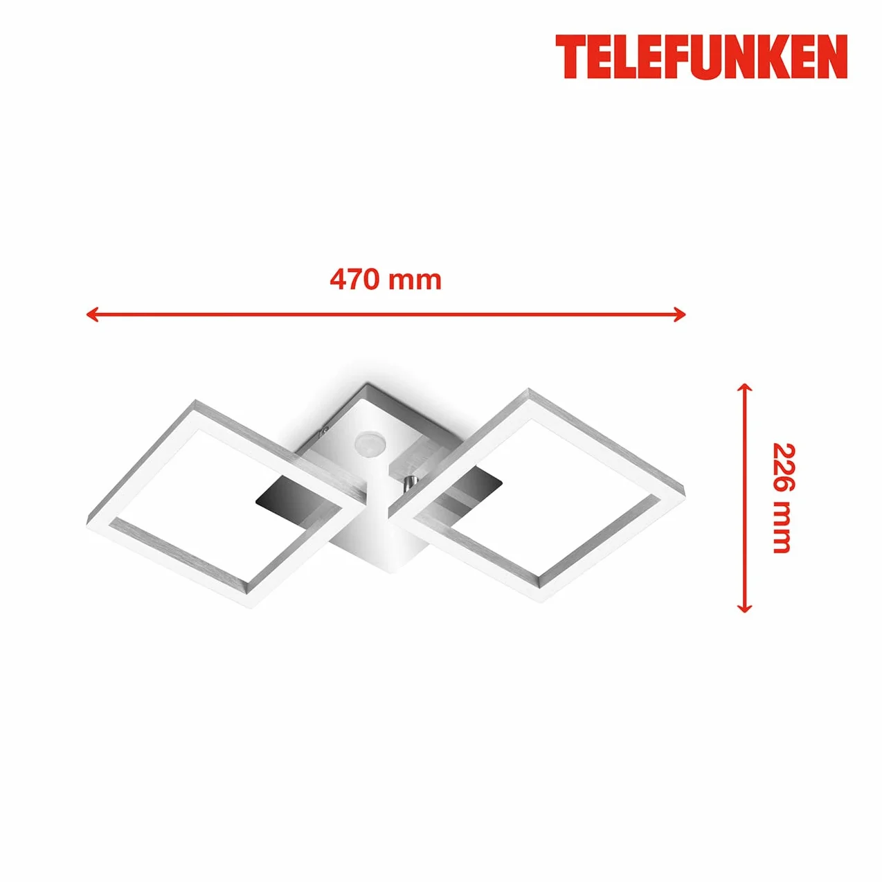 TELEFUNKEN Lámpara de techo LED con sensor de movimiento 12W 1200 lúmenes blanco cálido 470x226x74mm