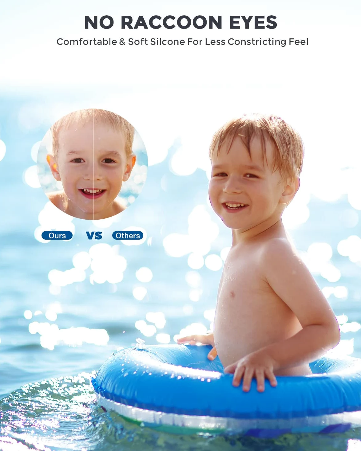 OMID - Gafas de natación para niños, 2 paquetes P2, cómodas polarizadas, unisex, antiempañamiento, sin fugas, para niños con protección UV de 6 a 14 años (azul dorado y negroazul)