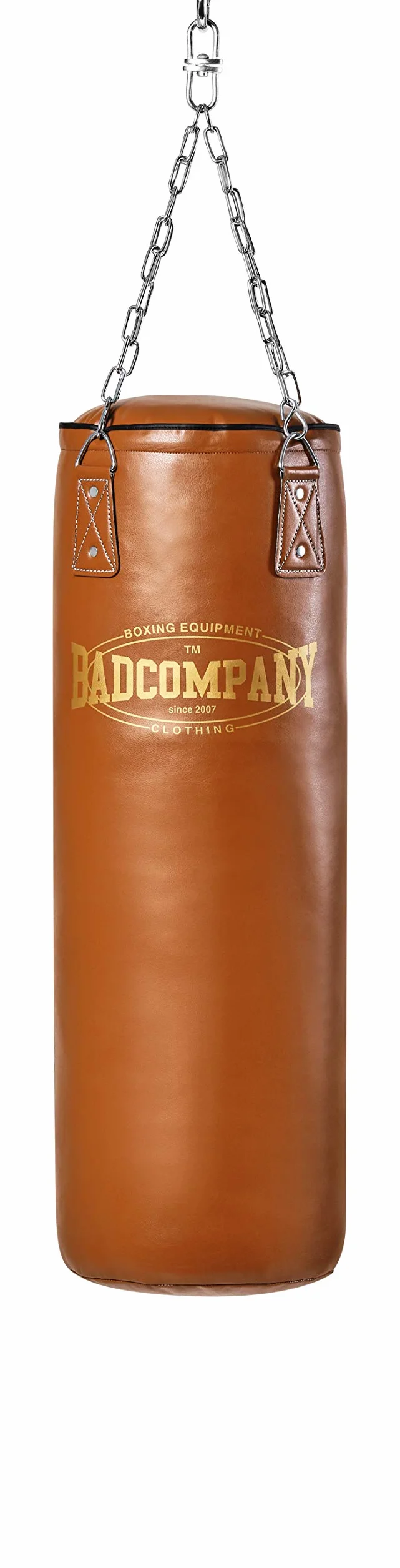 Bad Company Saco de boxeo retro, saco de boxeo sin relleno, incluye cadena de acero Heavy Duty de cuatro sujeciones - 180 x 35 cm