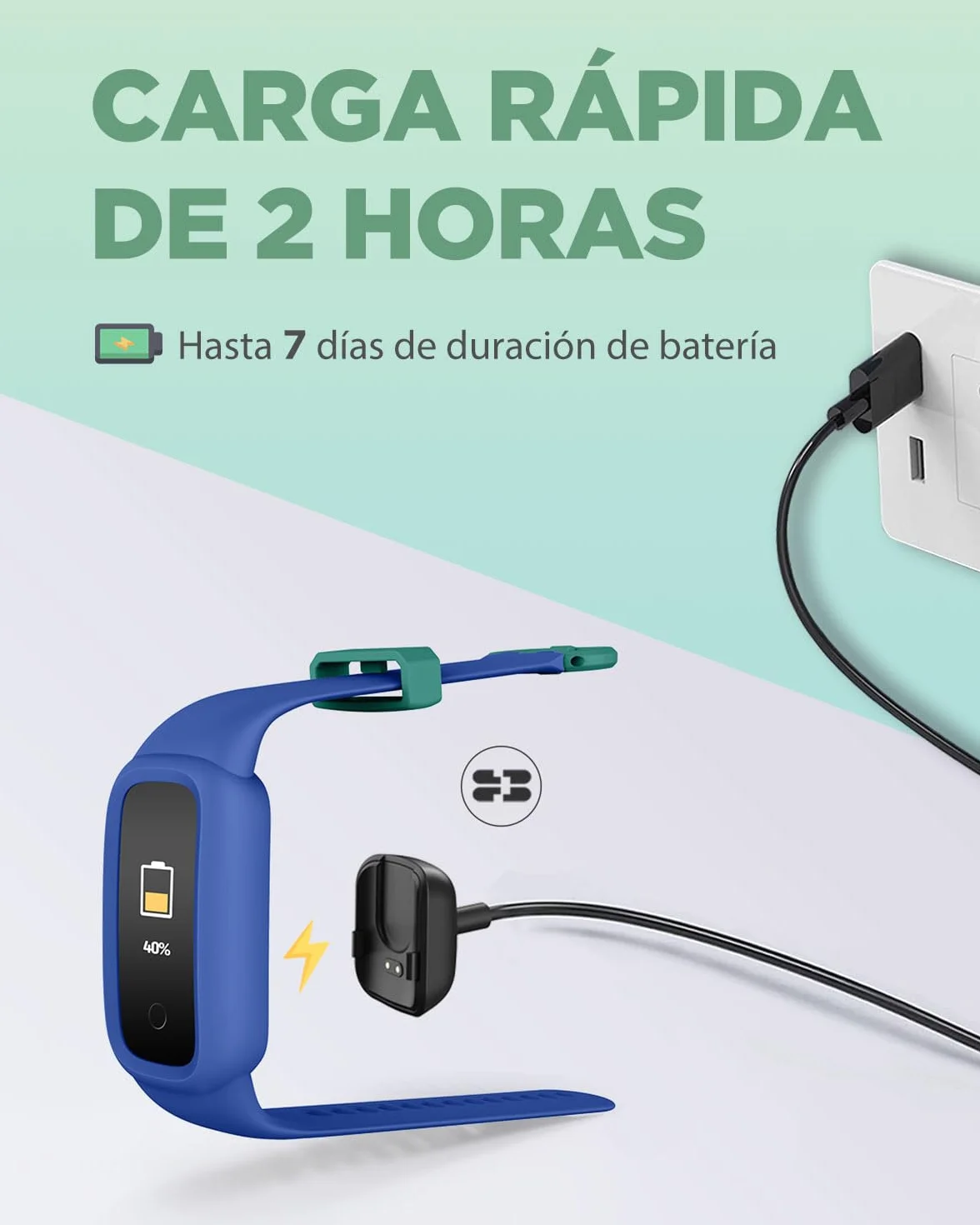 BIGGERFIVE Vigor 2 L Reloj Fitness para Niños y Niñas de 5 a 15 Años, Rastreador de Actividad, Monitor de Frecuencia Cardíaca y Sueño, Impermeable IP68, Podómetro, Contador de Calorías, Azul