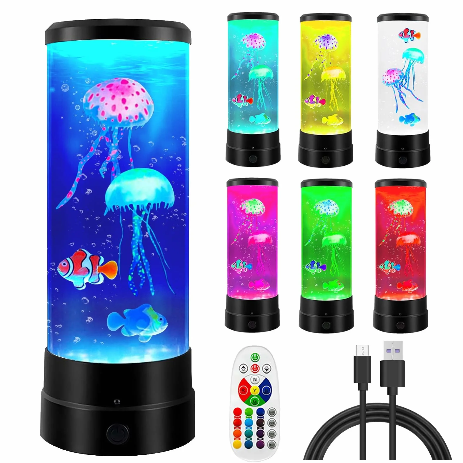 PORFOYO Lámpara de medusas lava 17 modos cambio color mando distancia luz nocturna acuario