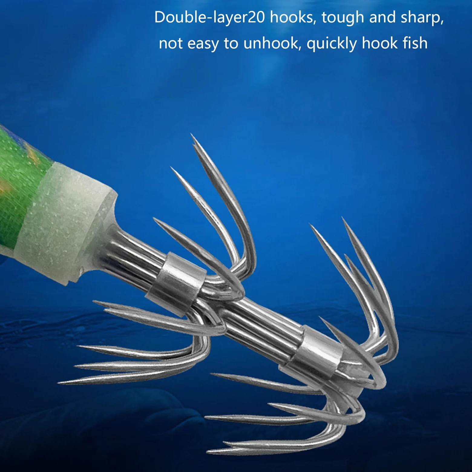 14 Unids Pesca Calamar Señuelo Gancho Calamar Jigging Gancho Camarón Jigs Señuelos de Pesca para Agua Salada y Agua Dulce Cebos Artificiales Duraderos para Pulpos