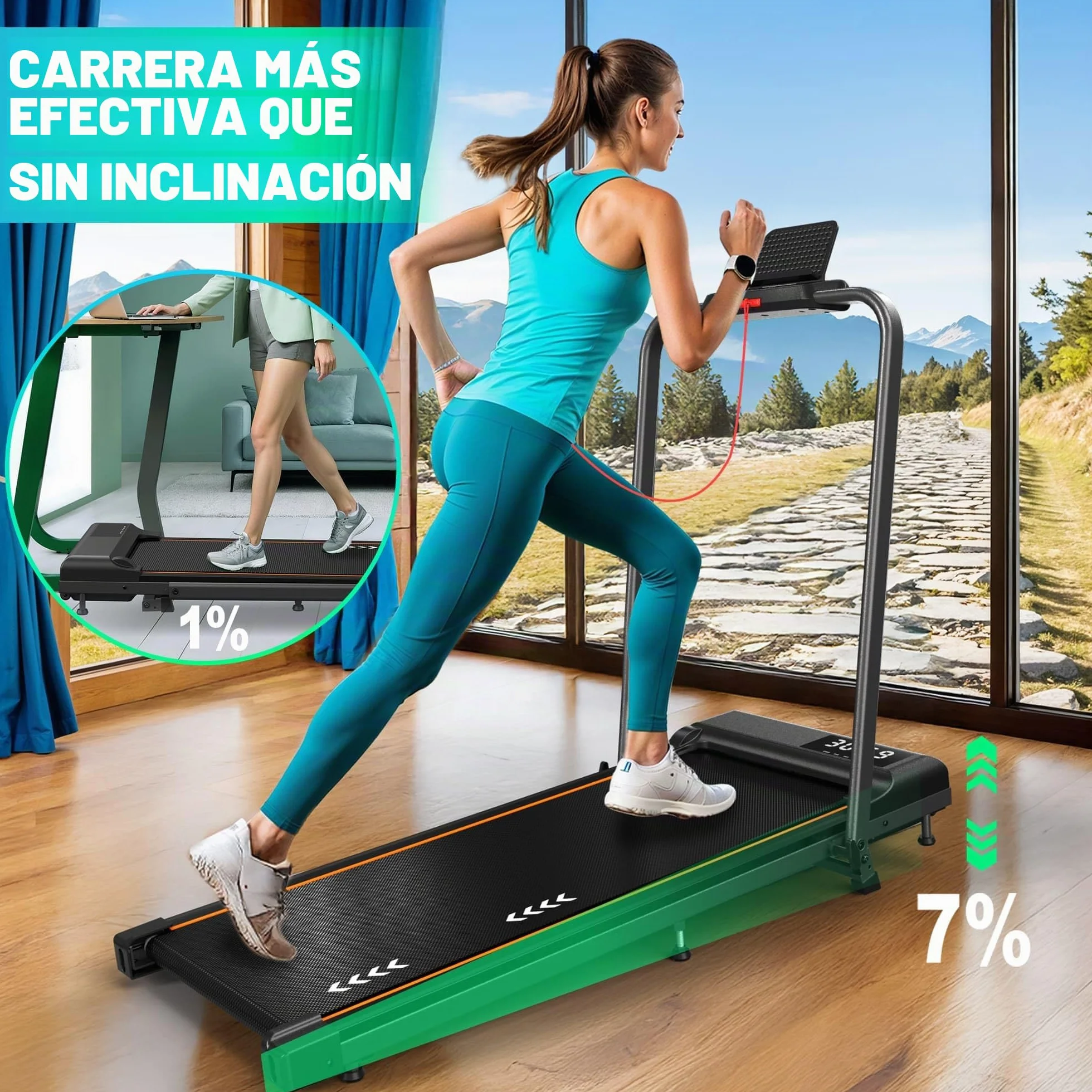 Cinta de Correr Plegable, 7% Inclinación, 2.5HP Walking Pad para Debajo del Escritorio, 4 en 1 Cinta de Correr Eléctrica para Hogar/Oficina | TW1 1-6km/h | TW2 1-12km/h |FT50 12KM/H App & Bluetooth