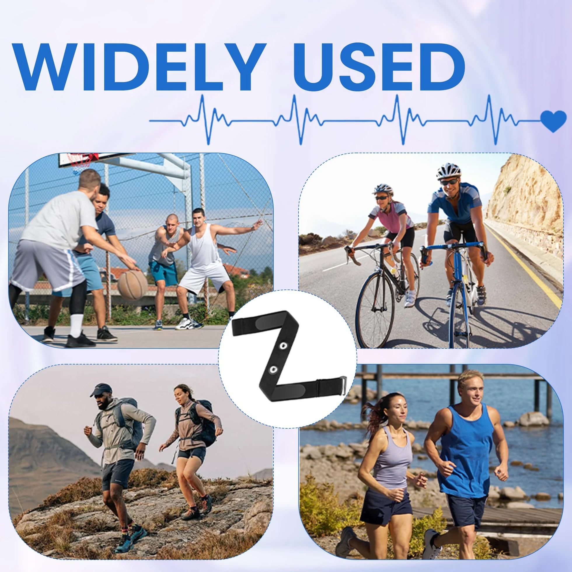 Banda Elástica Ajustable, Chest Mount Cinturón Pulsómetro Banda Heart Rate Chest Strap Replacement Belt Correa de Repuesto Compatible con H10 H9 Deporte Running Monitor de frecuencia Cardiaca (97cm )