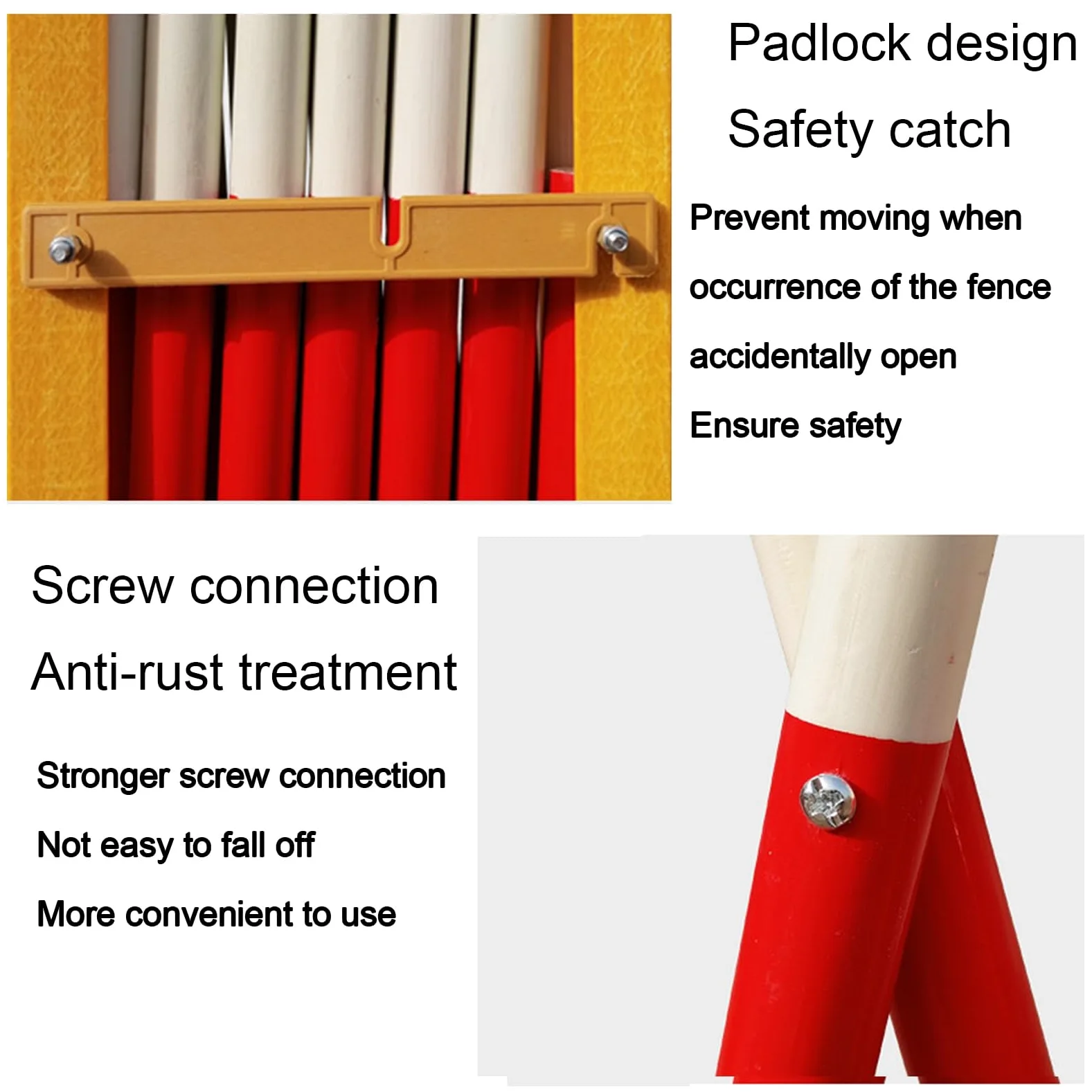 Barricada metálica Extensible, Barrera de Seguridad móvil, Valla de tráfico Ajustable, Barrera de tráfico retráctil para Patio, Piscina, Tienda, Ahorro de Espacio, Rojo y Blanco,Red+White-1.2x1m