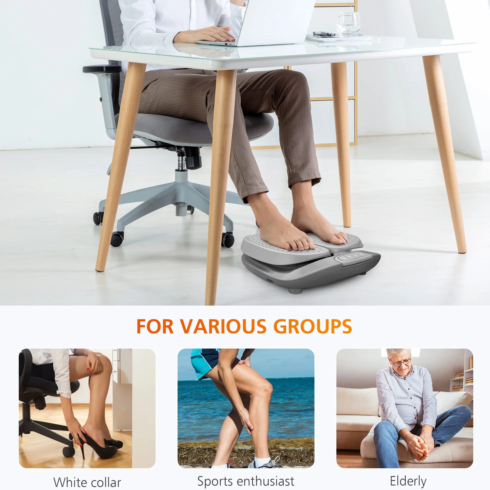 SNAILAX Masajeador de pies con calor y vibración control remoto eléctrico para circulación fascitis plantar alivio dolor