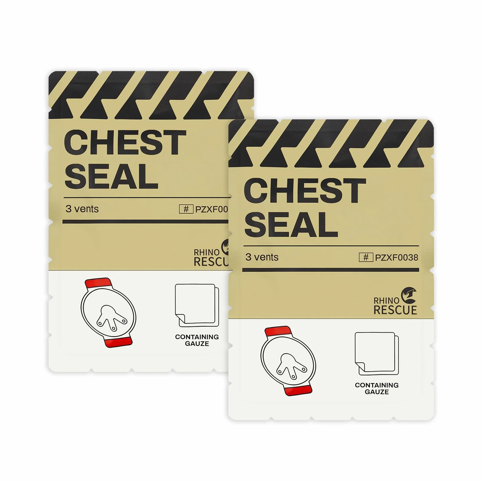 RHINO RESCUE Vent Chest Seal Vendaje de Trauma de Emergencia Kit de Primeros Auxilios (2 PCS)
