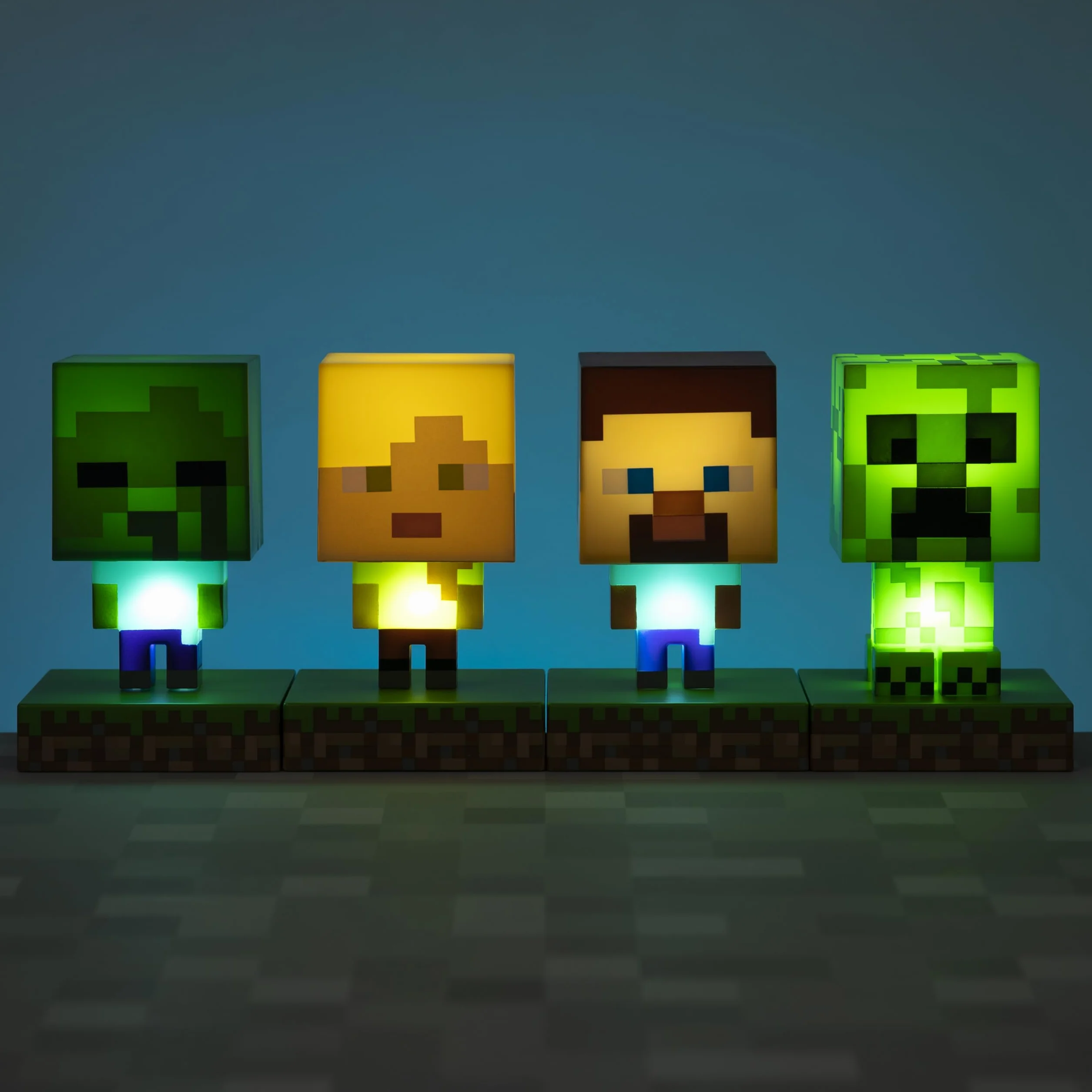 Lámpara Creeper Minecraft Oficial 12 cm Luz Nocturna a Pilas Decoración Gamers