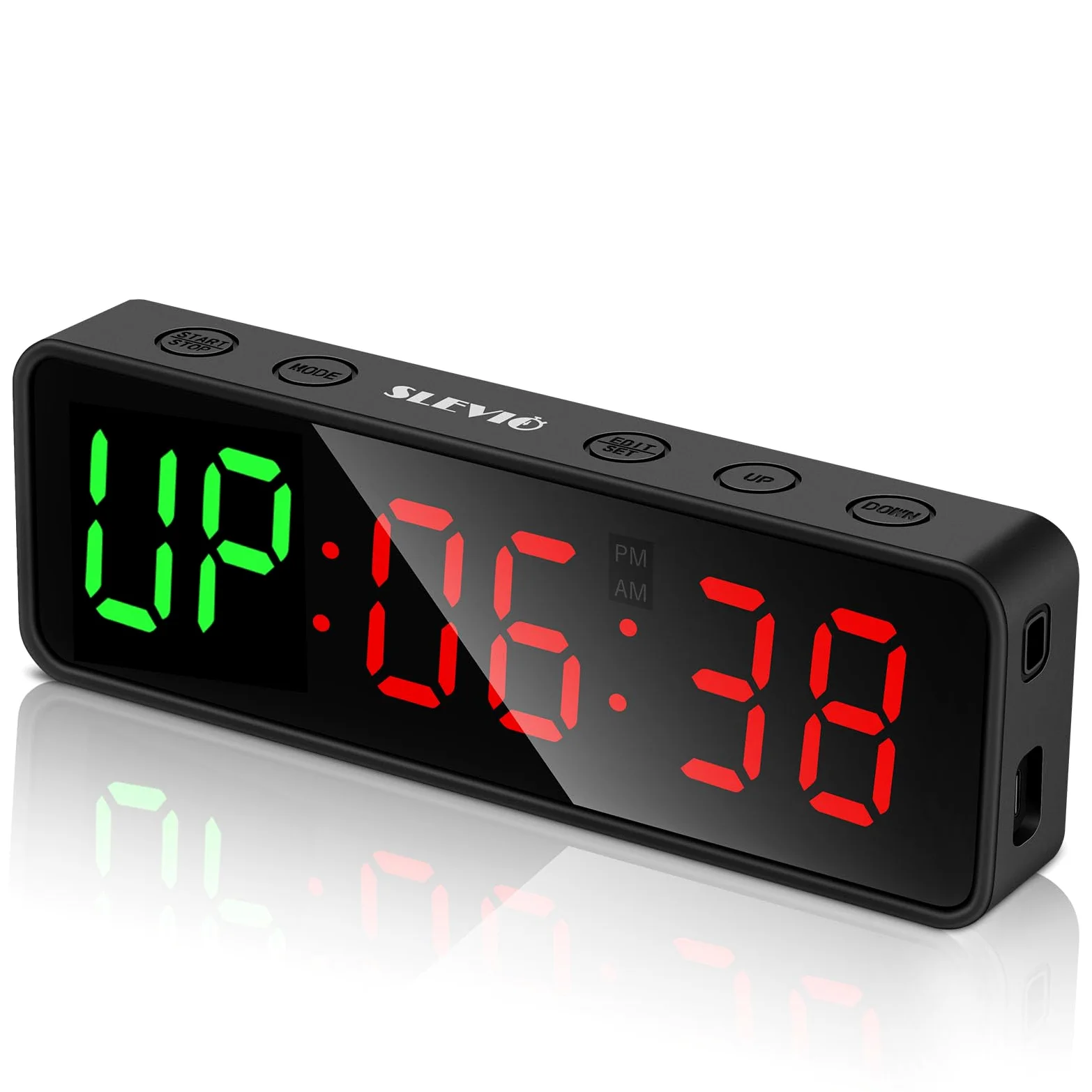 Temporizador portátil de entrenamiento de gimnasio, reloj de fitness con caja de goma y lomo magnético integrado, pantalla digital LED grande anti vértigo, para el hogar, garaje, escuelas